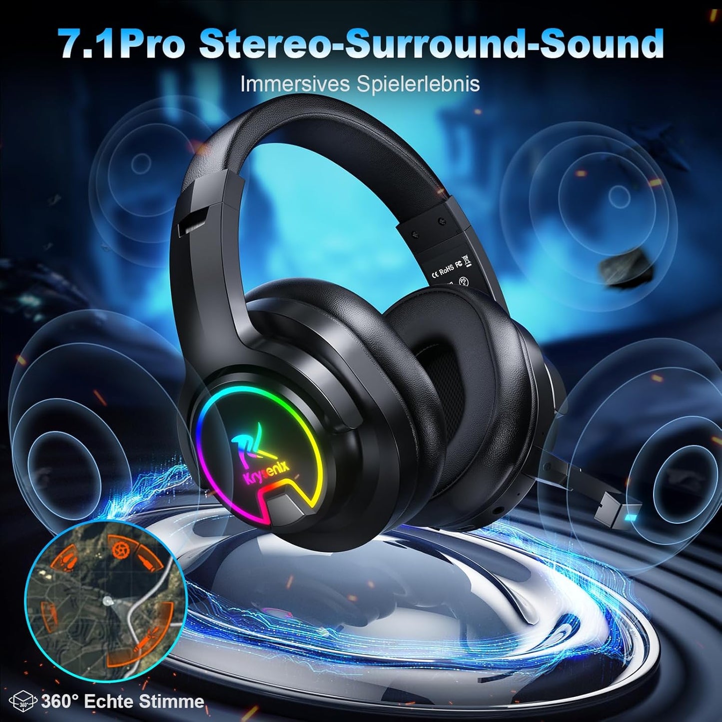 PG3 Gaming Headset, Russschwarz