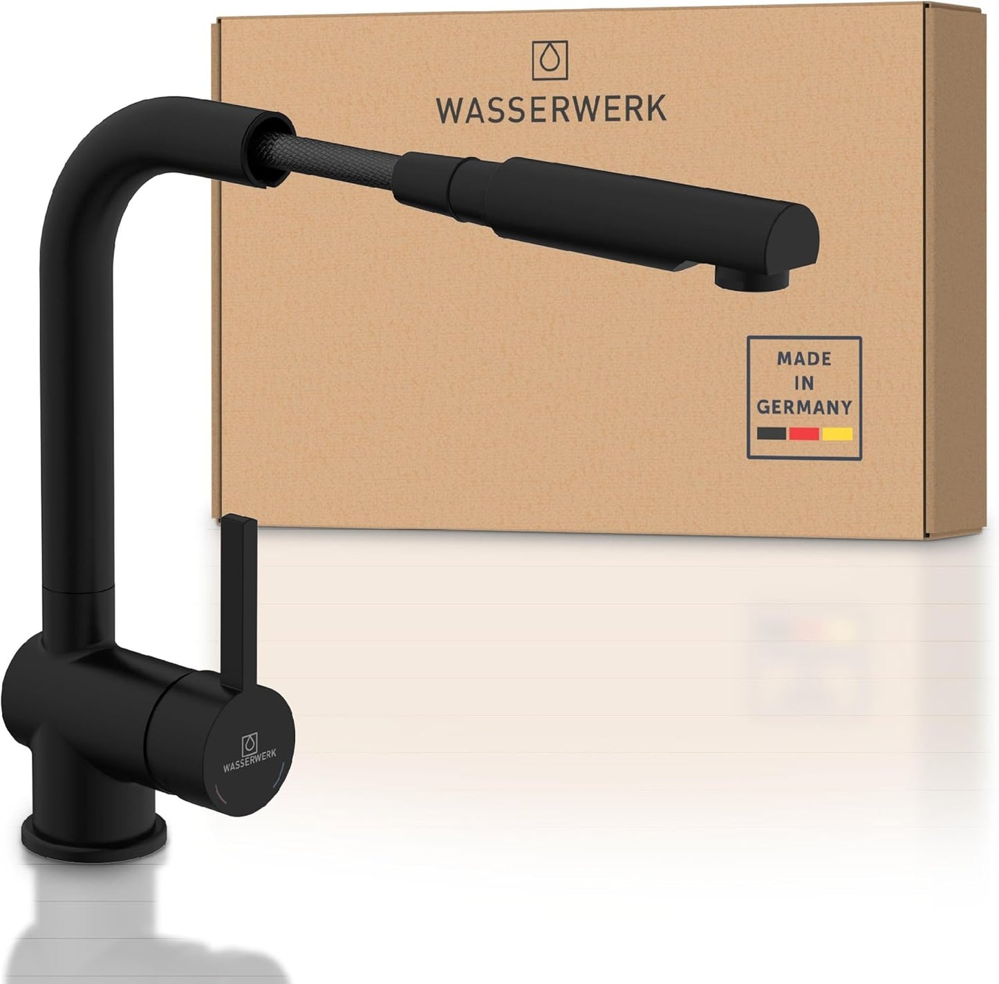 Küchenarmatur mit Ausziehbrause WK4, Schwarz Ausziehbar