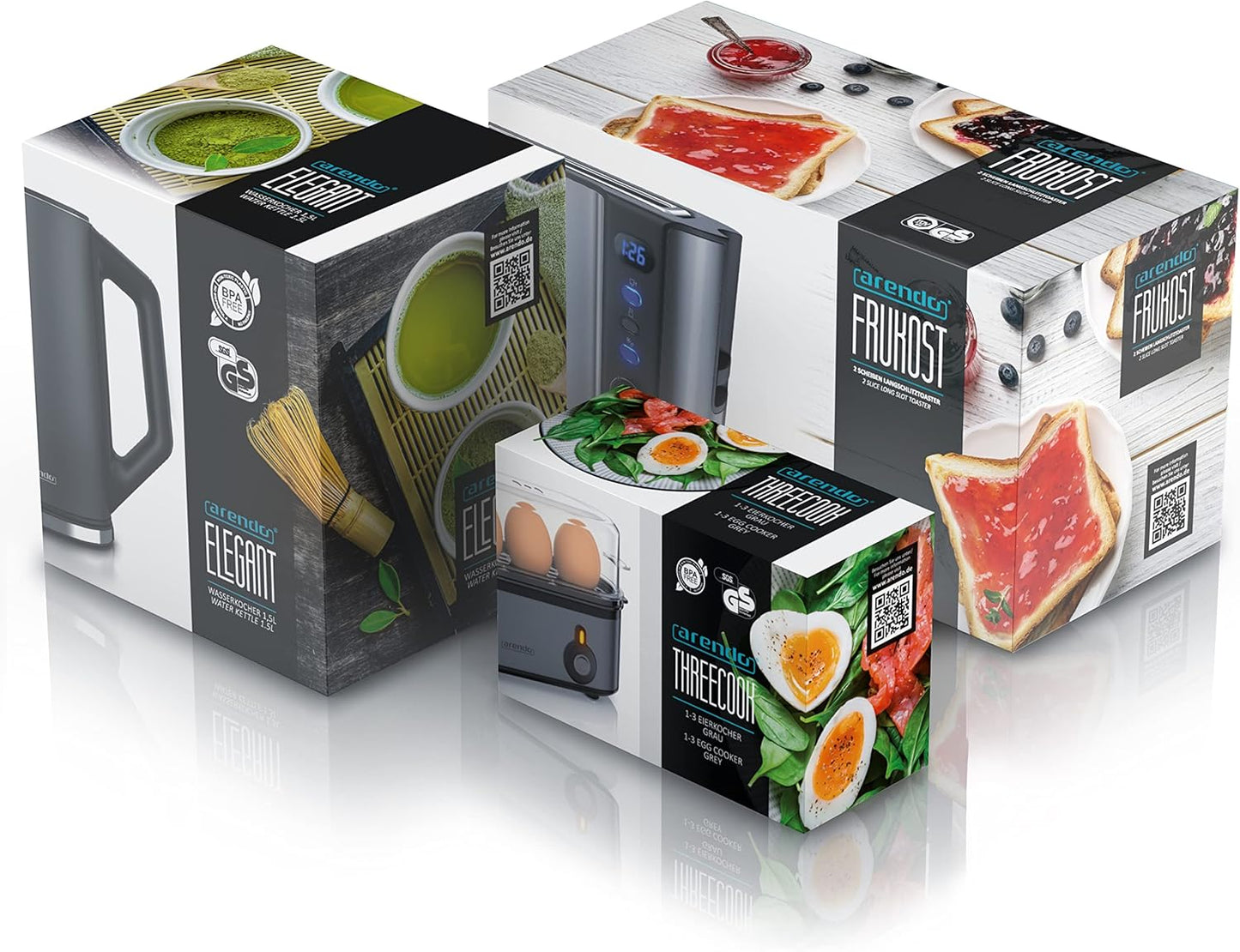 Frühstücks-Set mit Toaster, Wasser- und Eierkocher, A: Cool Grey