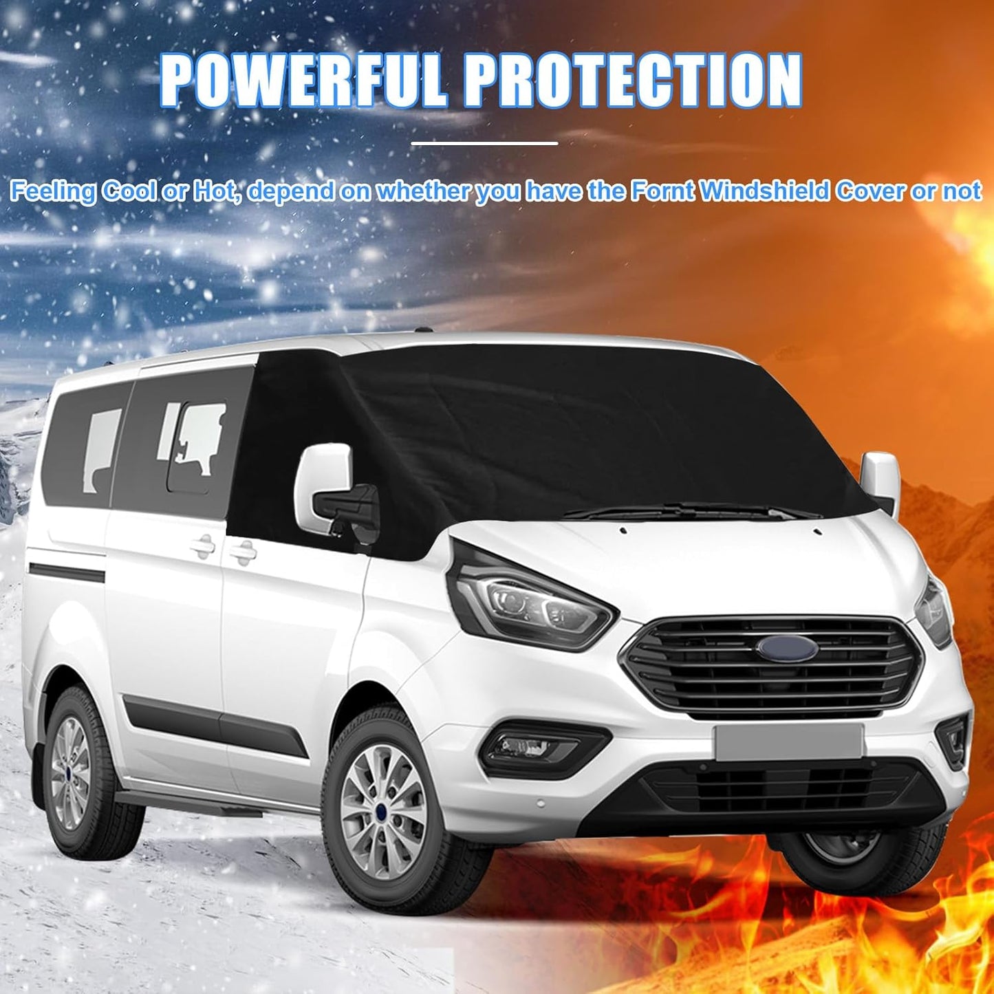 Windschutzscheibenabdeckung für Ford Transit Custom, Schwarz, Massgeschneidert für Transit Custom 2012-2022