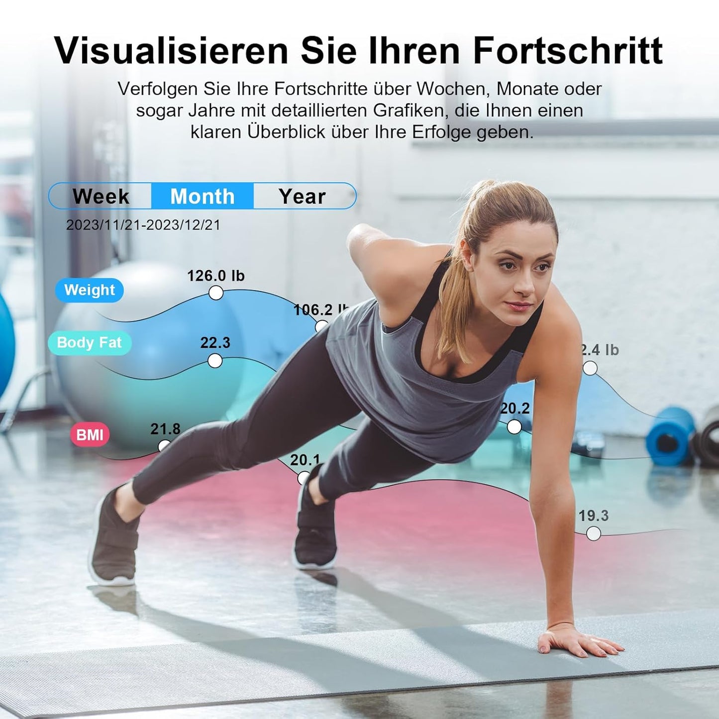 Körperfettwaage, 280 Marmor schwarz