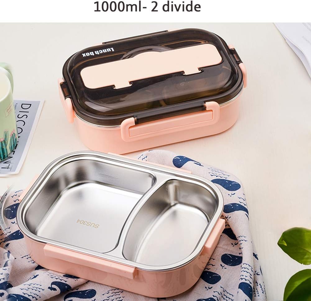 Bento Box mit Besteck, Rosa 2 Fach