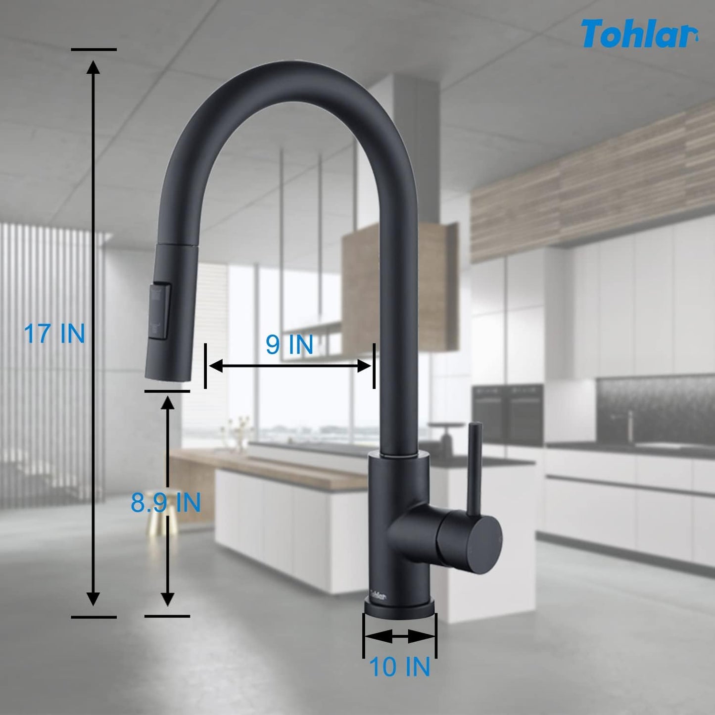 Wasserhahn ausziehbar, schwarz, Schwarz Hochdruck