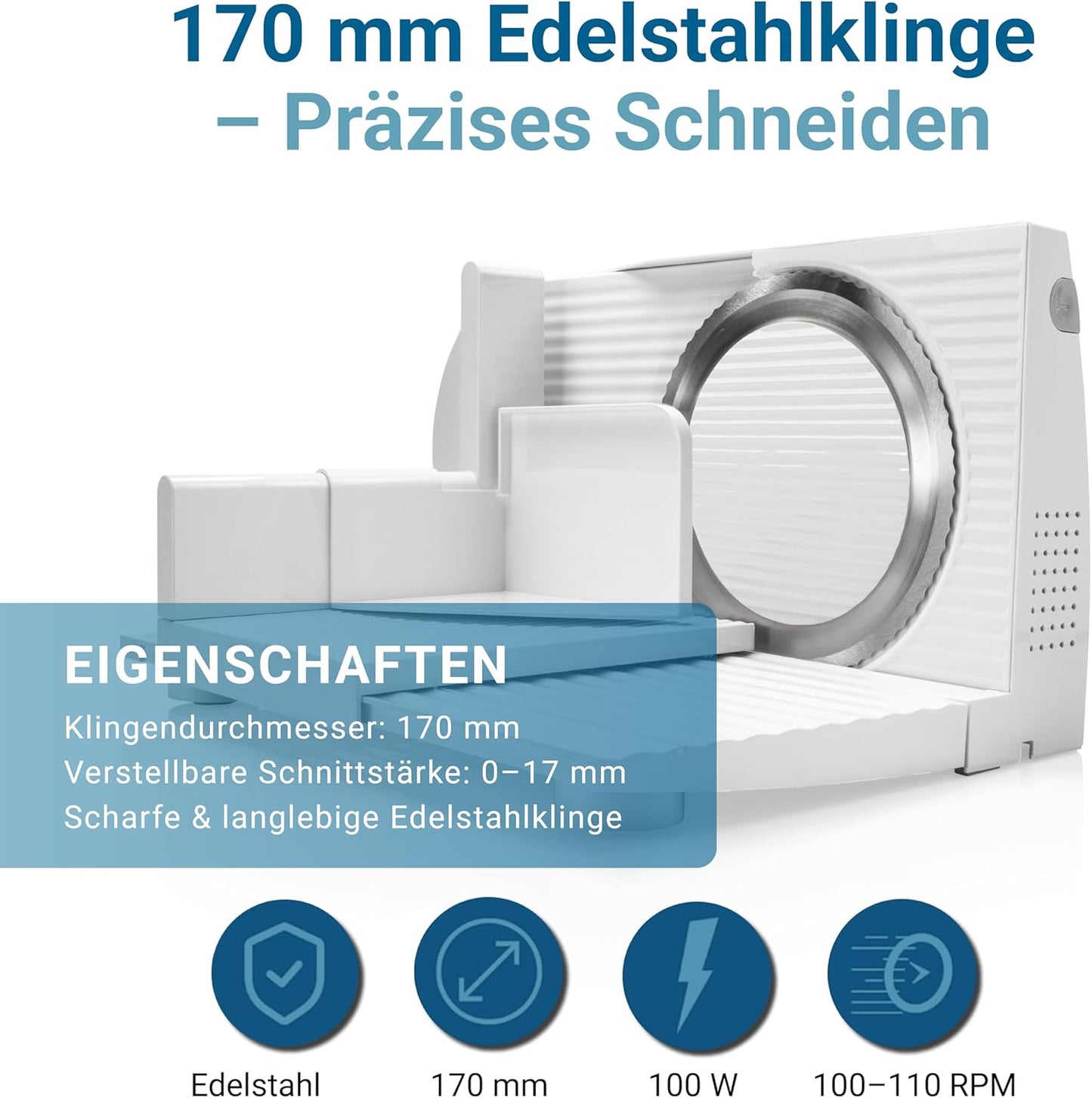 Klappbarer Elektrischer Allesschneider RS42, Weiss Rs42