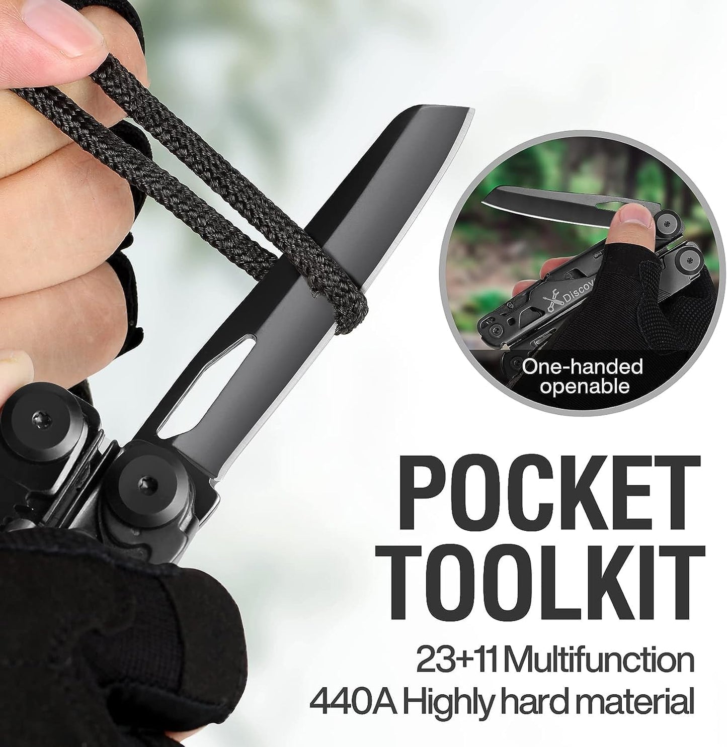 Multitool mit 23 Funktionen, Schwarz