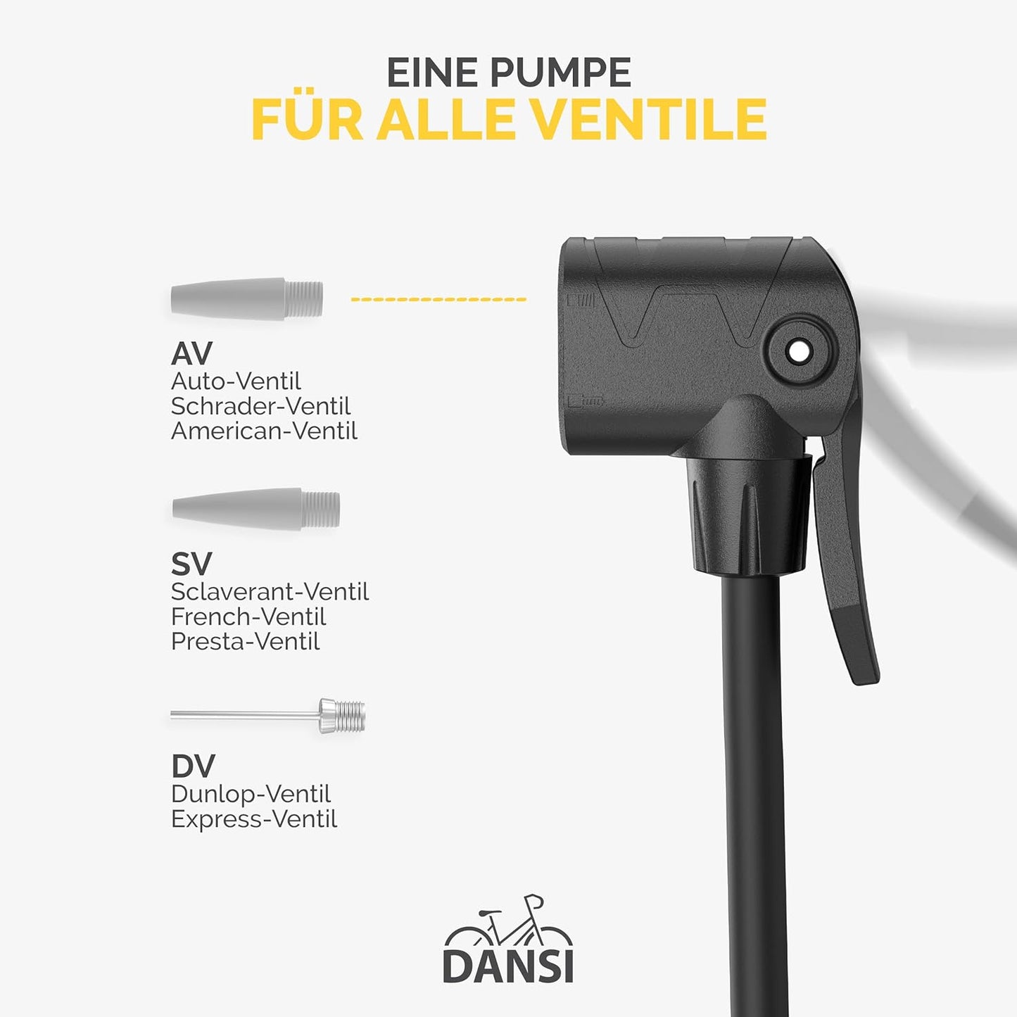 Stand-Fahrradpumpe mit Manometer und Adaptern, BASIC