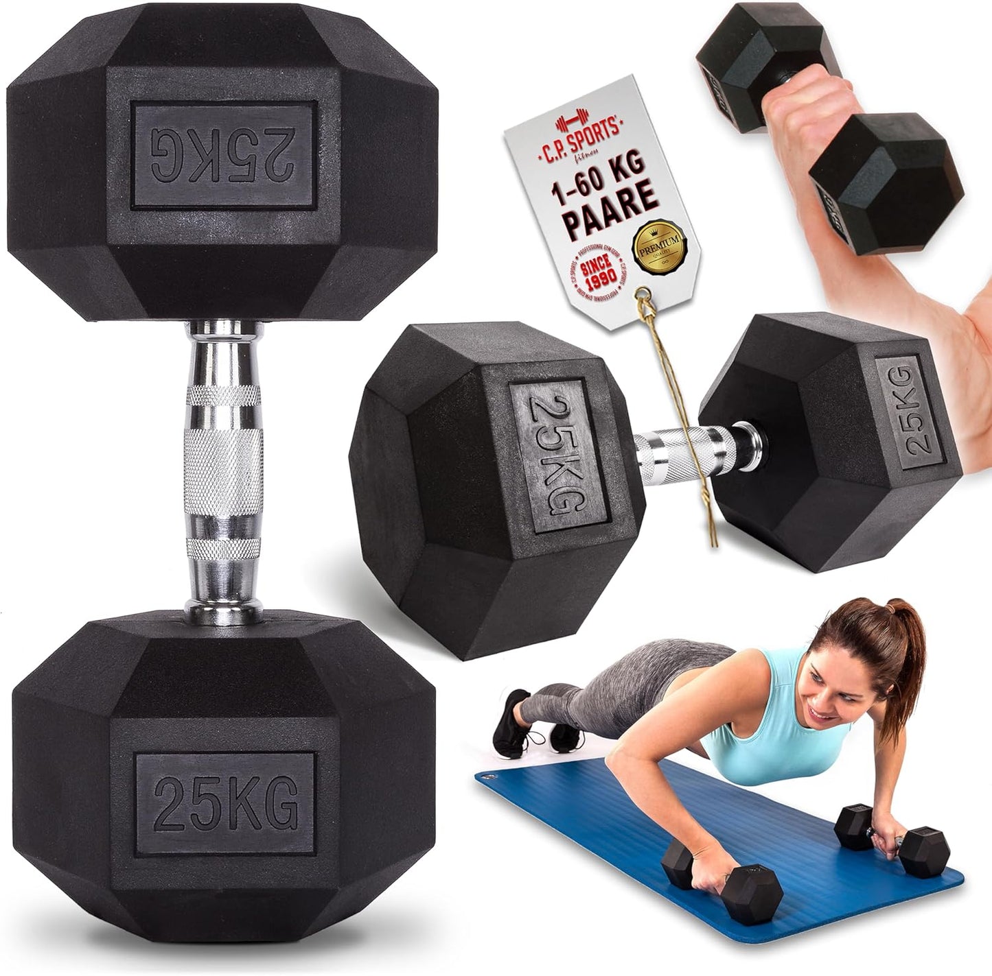 Hexagon Kurzhantel Set, 3kg-Paar