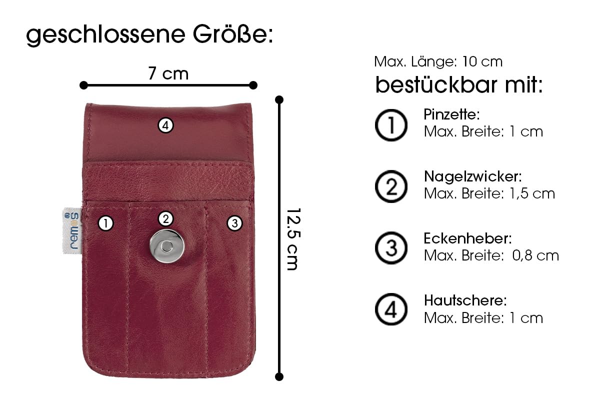 Nageletui für 4 Instrumente, Rot