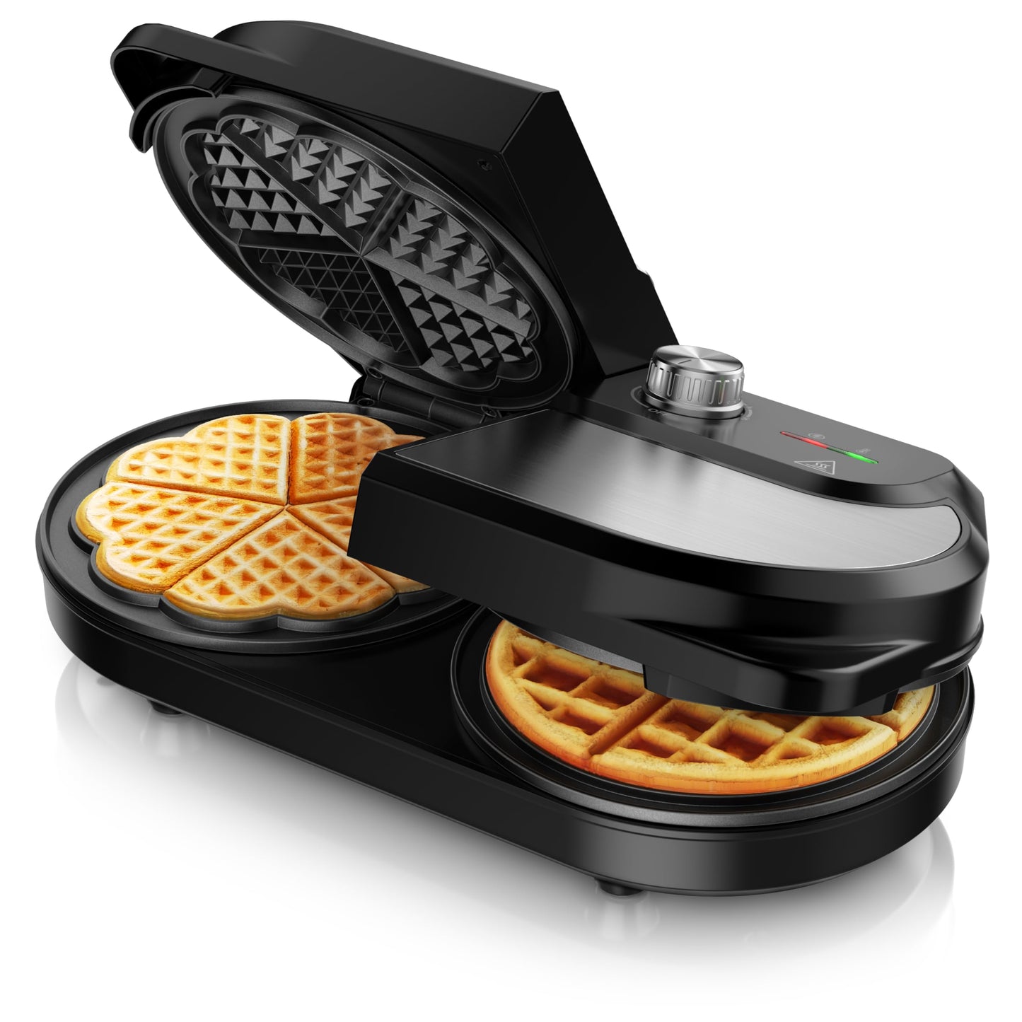 Doppel-Waffeleisen mit Herz- und Belgien-Design