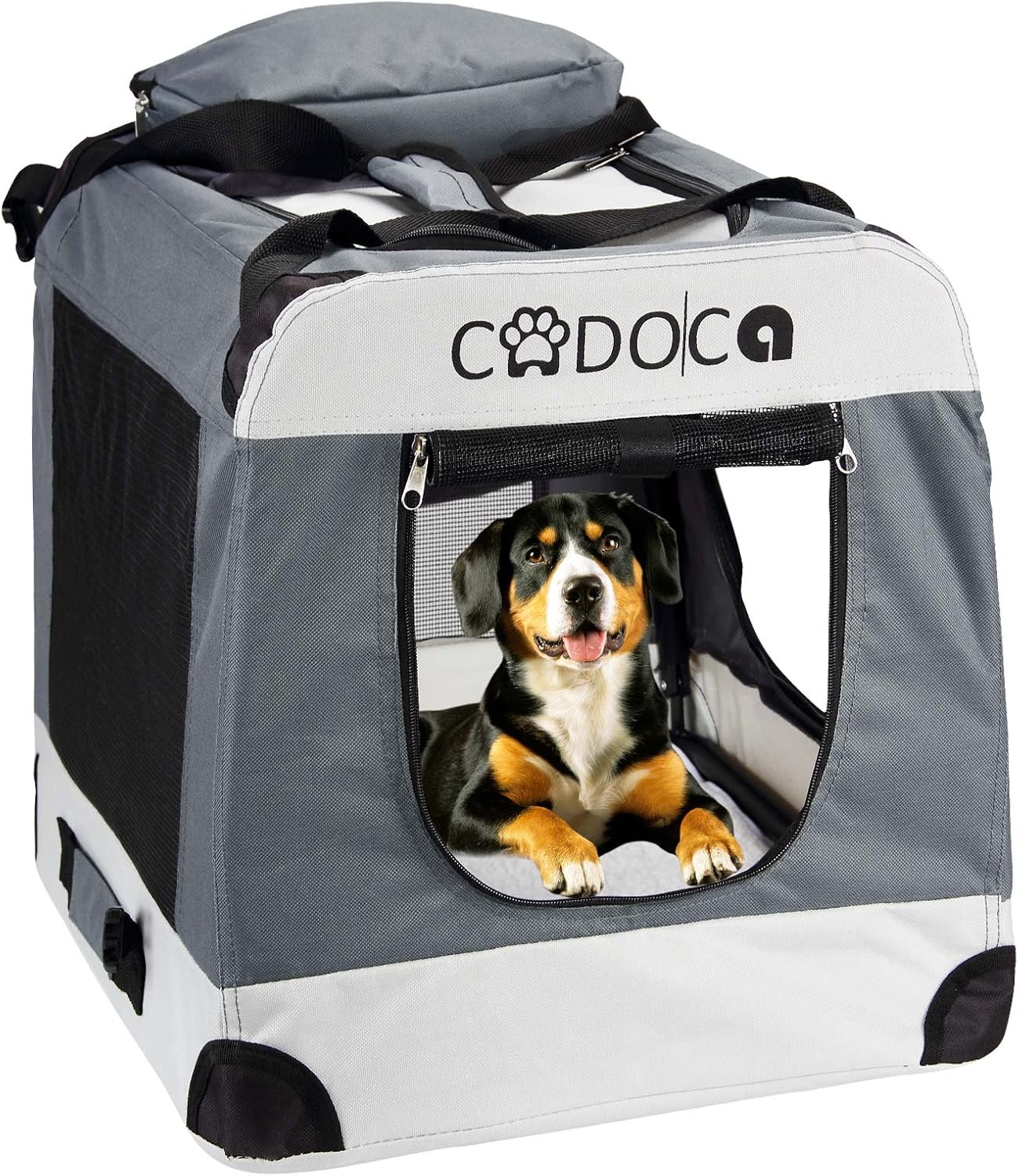 Hundetransportbox faltbar und atmungsaktiv XXL, L 90 x B 60 x H 66 cm Grau