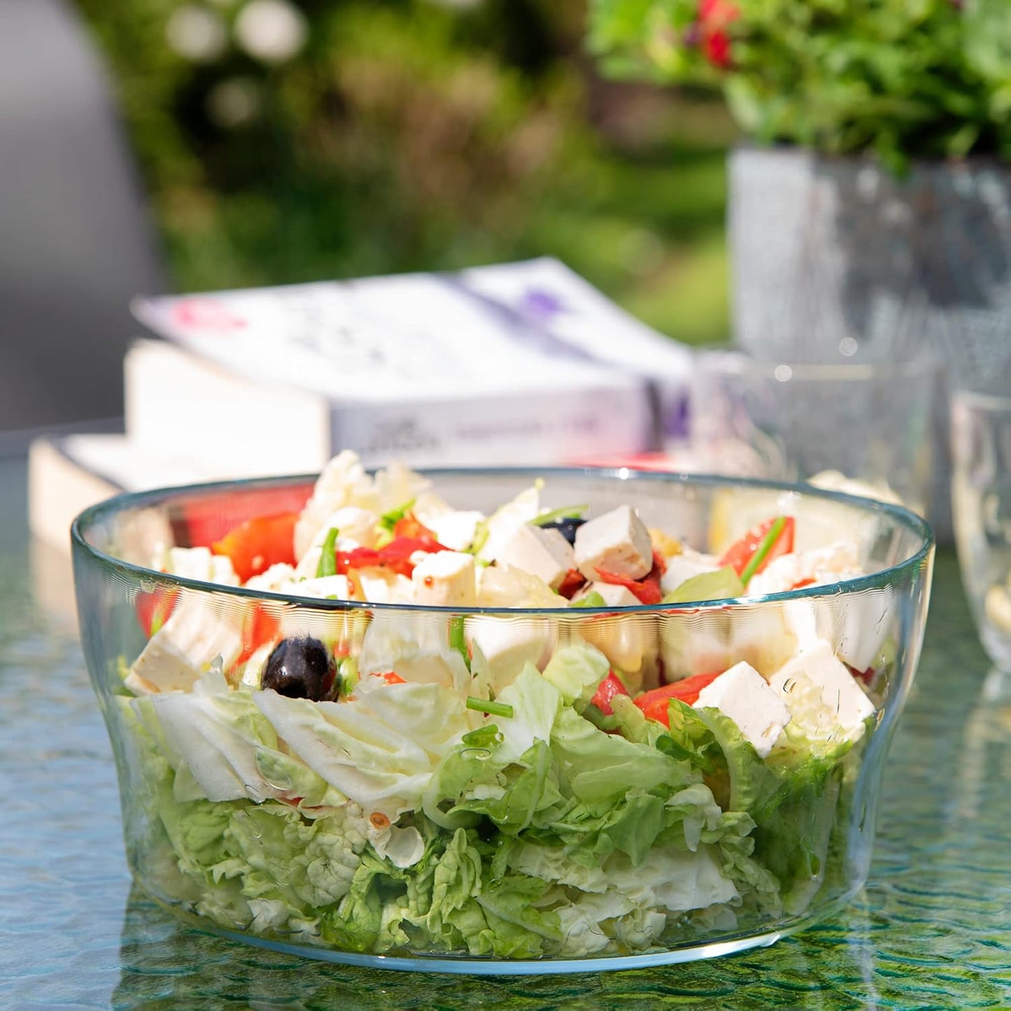 Runde Glasschale für Salat oder Obst
