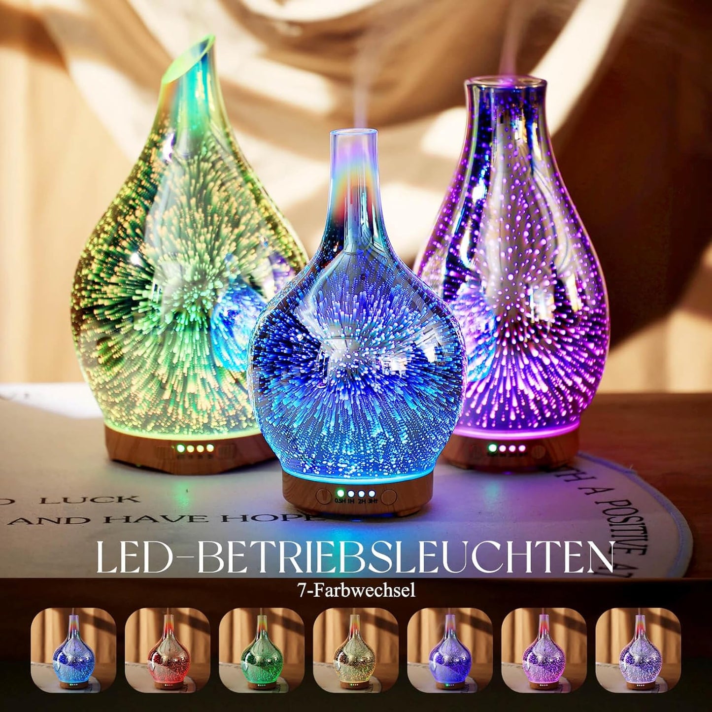 Aroma Diffuser & Luftbefeuchter mit 3D-Effekt, Silver