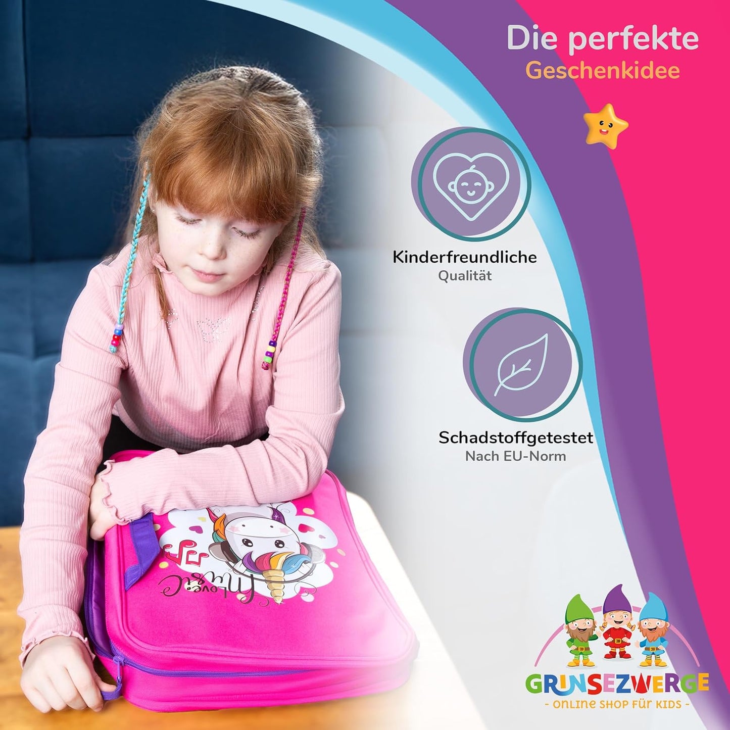Tasche für Edurino, Tonie & TipToi Zubehör, Emma Einhorn (Pink)