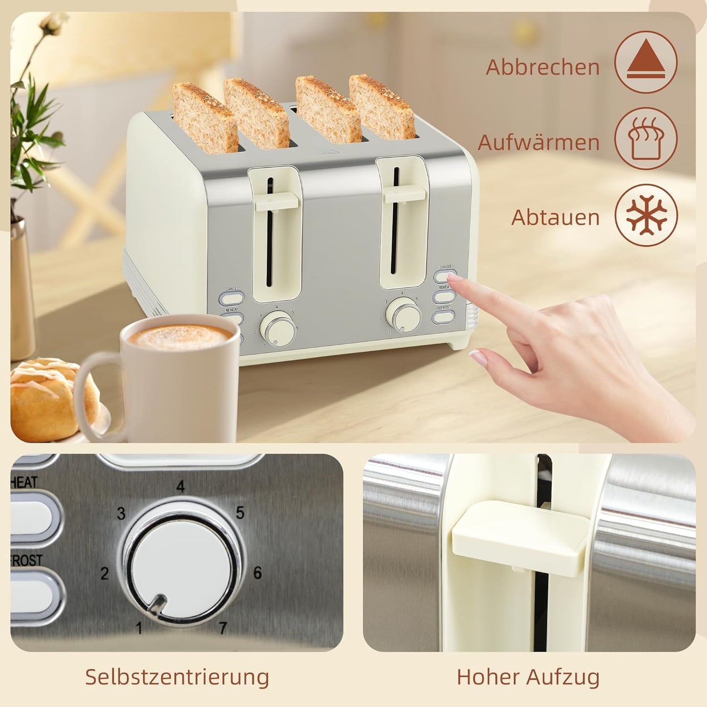 Wasserkocher & 4-Scheiben-Toaster Frühstücksset