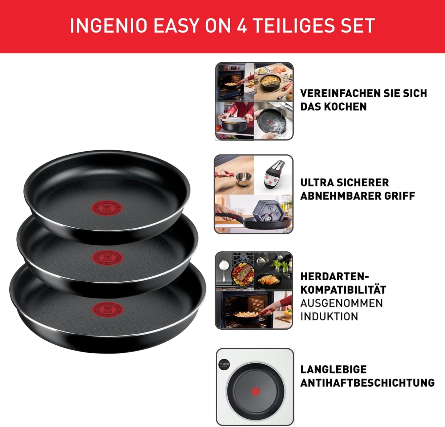 Ingenio Easy On Pfannenset, 4-tlg. Pfannen-Set