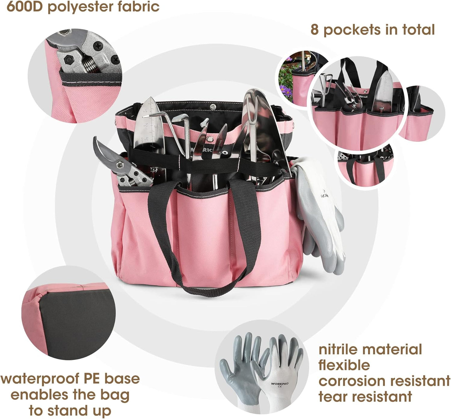 8-teiliges Gartenwerkzeug Set, Rosa