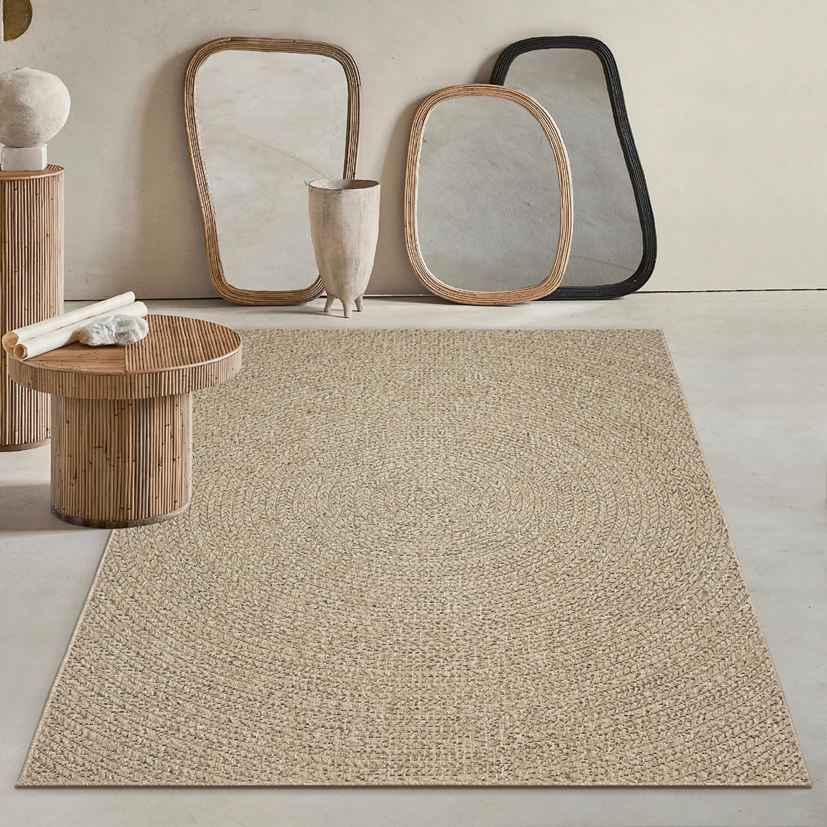 Wetterfester Outdoor-Teppich im Jute-Look (160 x 230 cm), 160 x 230 cm Natur-5