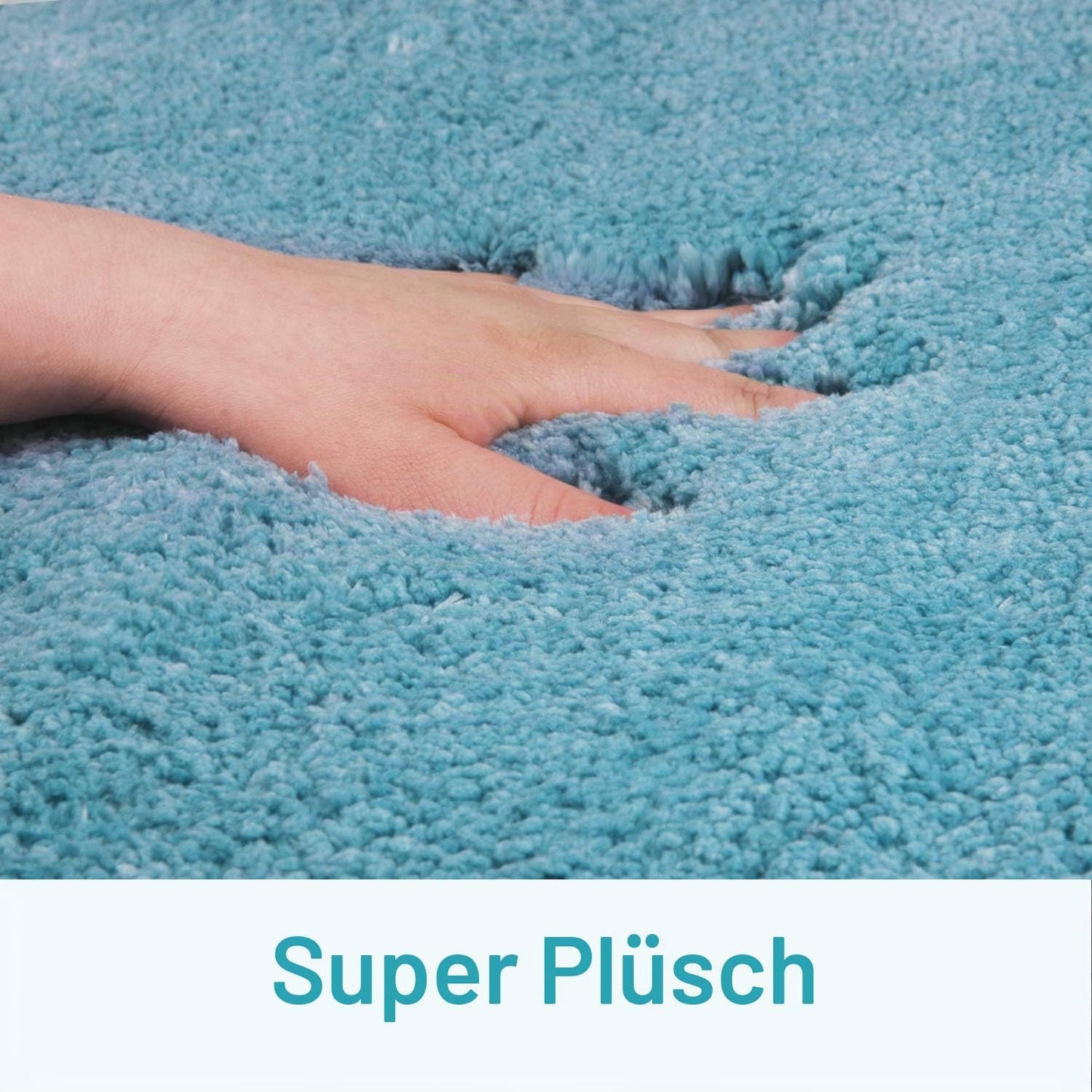 Rutschfeste Hochflor-Badematte, 60x90 cm, 60 x 90 cm Türkis