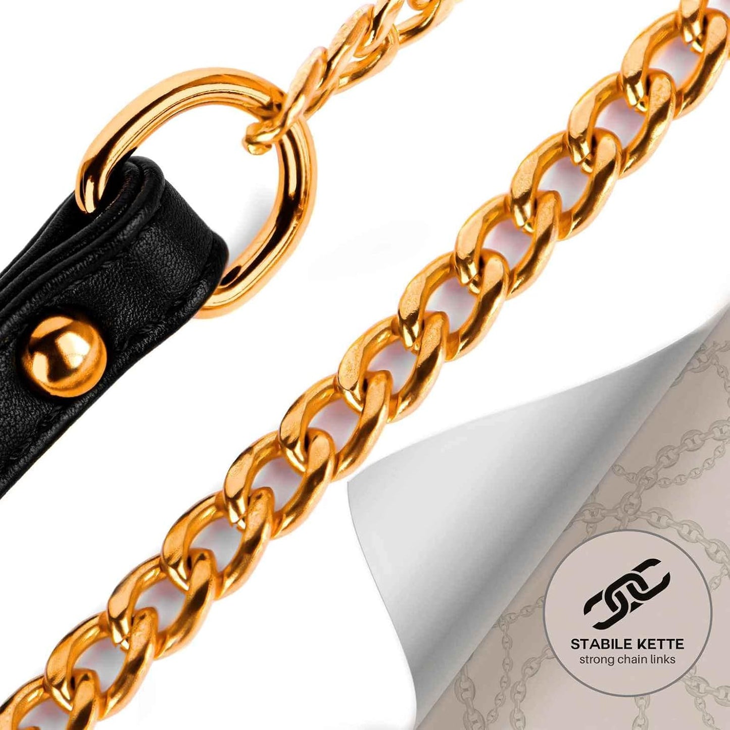 Handykette mit abnehmbarer Hülle für OnePlus 9 Pro, Gold mit schwarzem Band