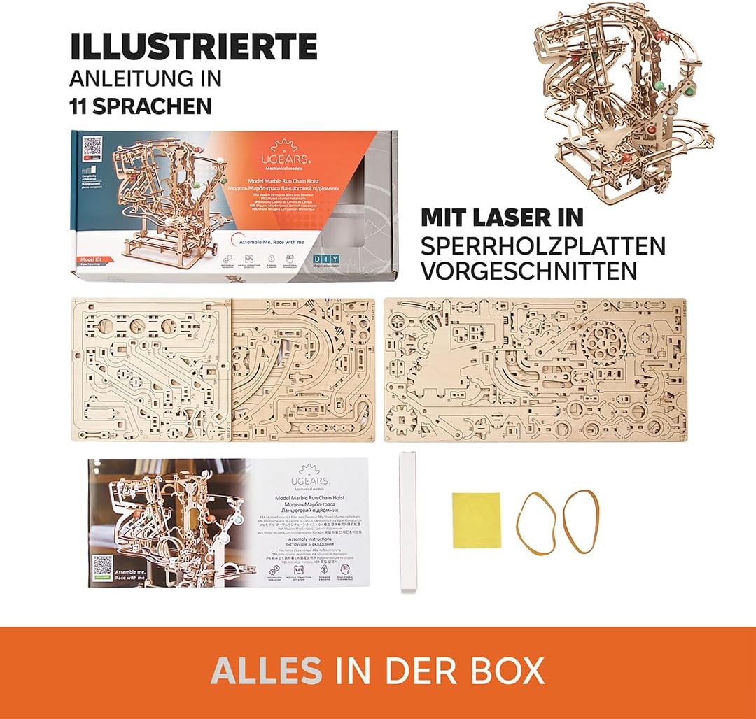 Murmel-Kettenbahn 3D Puzzle, Marble Run Chain Hoist