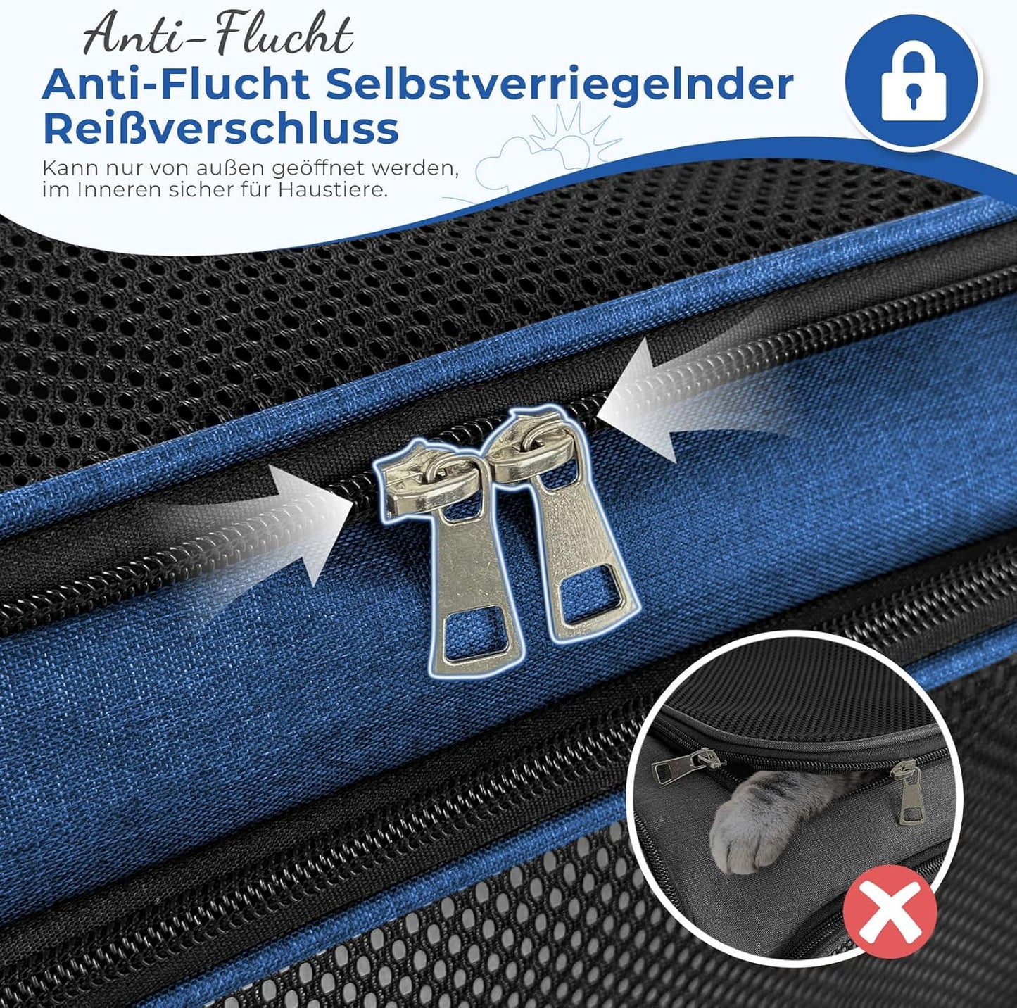 Faltbare Haustier-Transporttasche, 43 x 28 x 28cm Dunkelblau