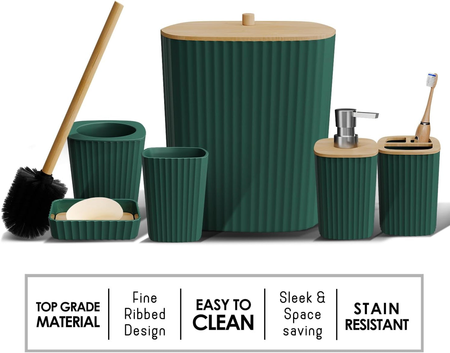 6-teiliges Badezimmer-Zubehör-Set, Jäger-grün 6-Piece Accessory Set