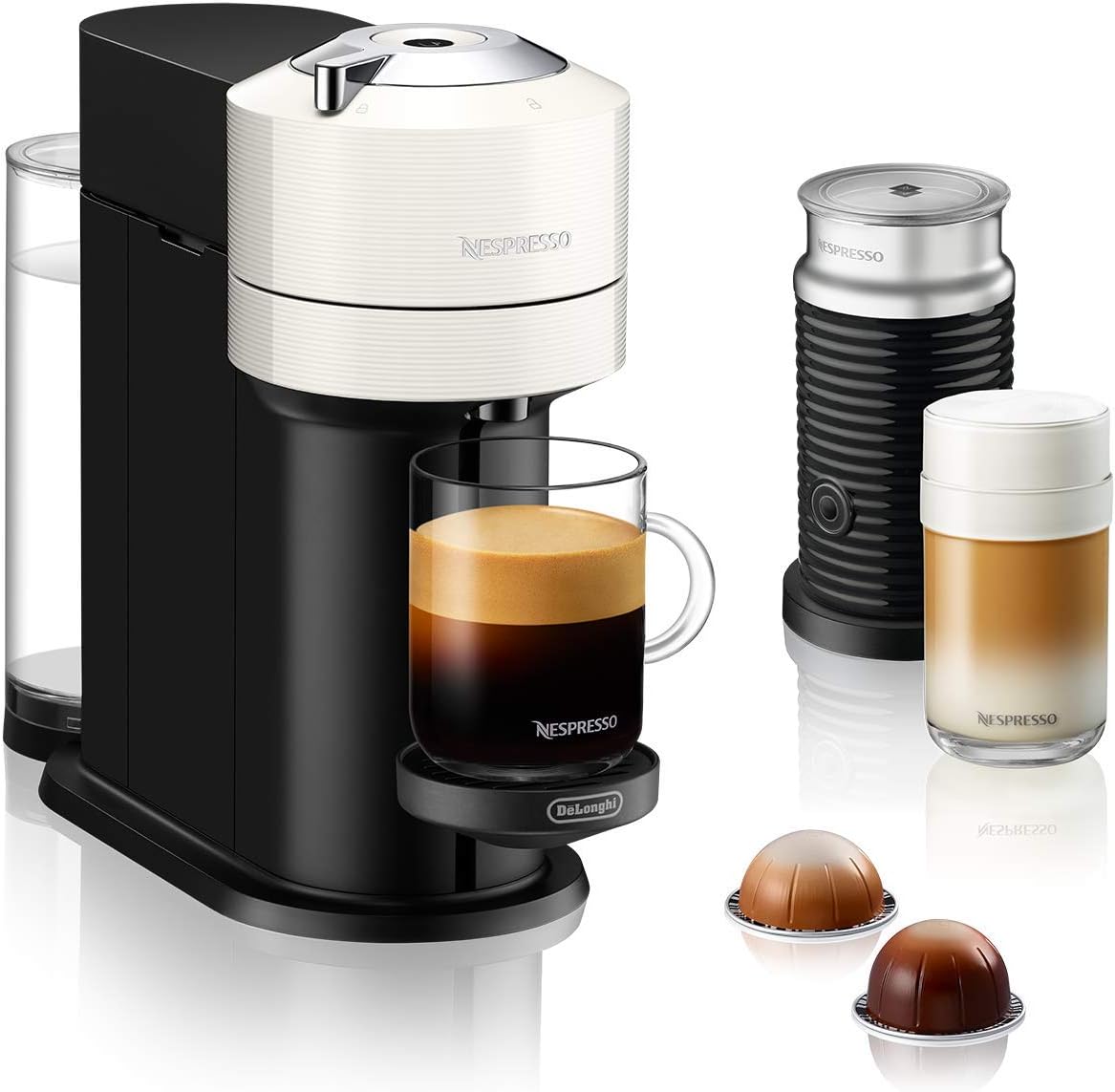 Vertuo Next Kaffeekapselmaschine mit Milchaufschäumer, Weiss Vertuo Next + Aeroccino