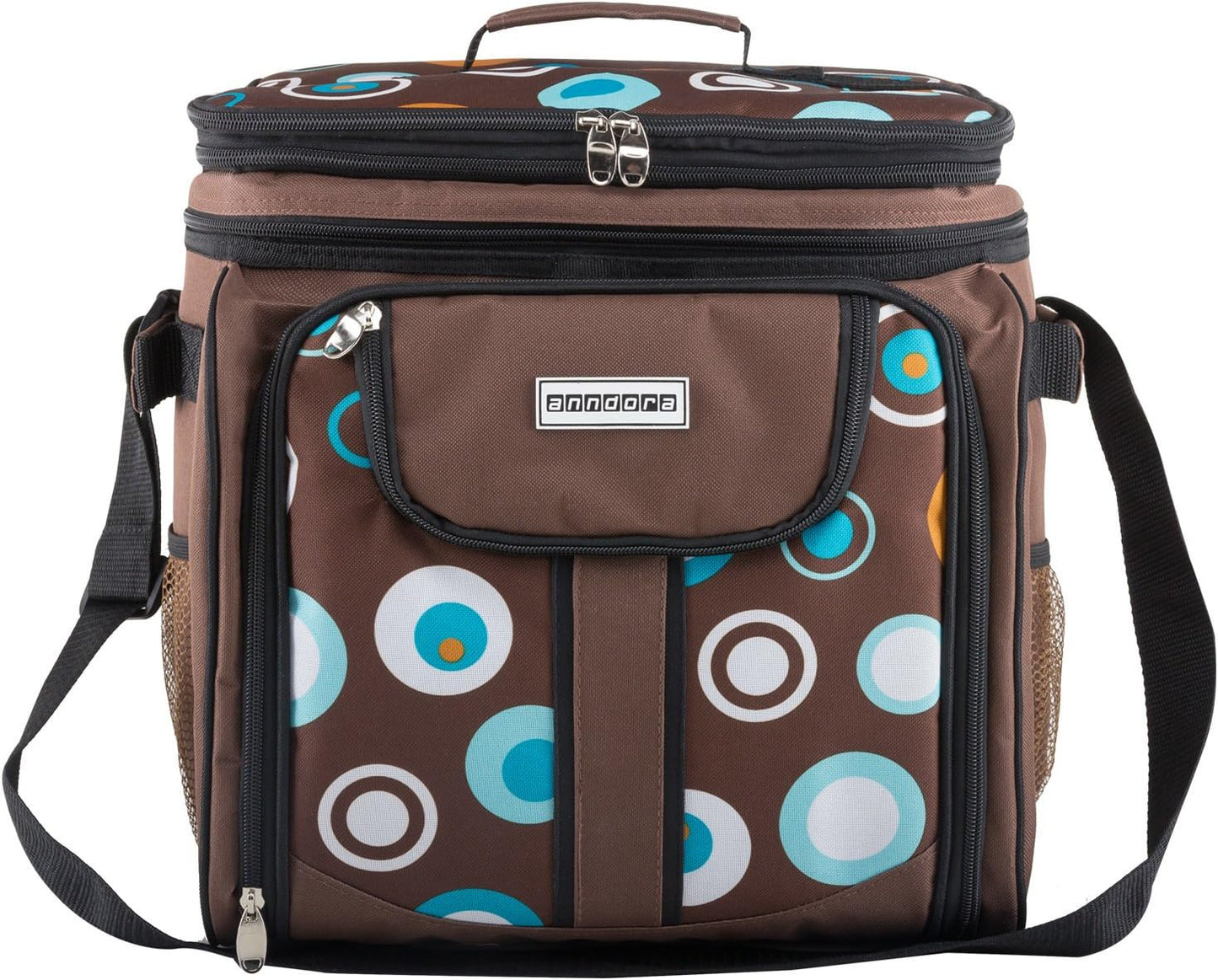 Picknicktasche mit Kühltasche und Zubehör, Braun