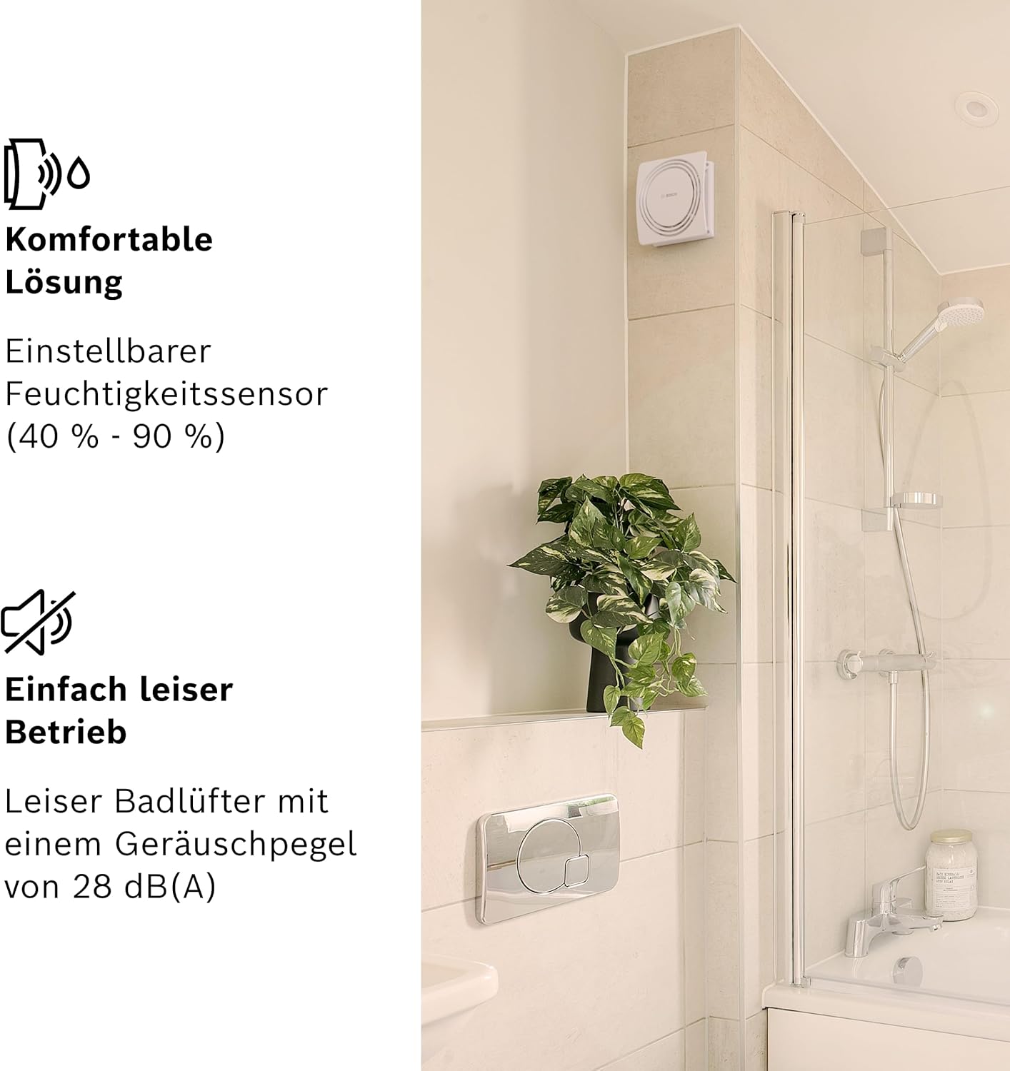 FAN 1900 W100 DH, 100 mm diameter Feuchtigkeitssensor mit Timer