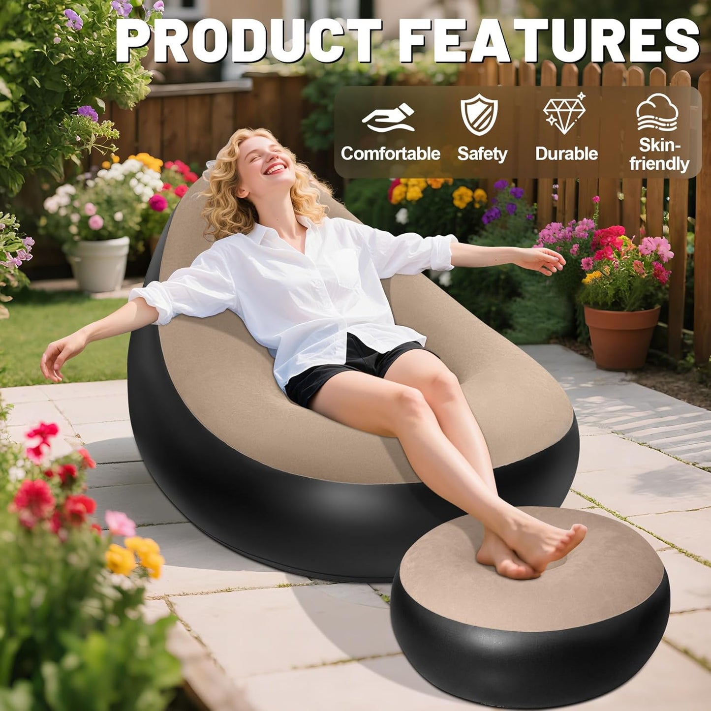 Aufblasbares Sofa mit Fusshocker für Camping