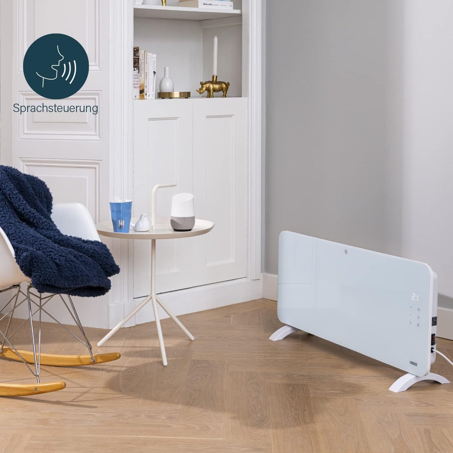 Smarte Konvektorheizung mit App-Steuerung, 2000W Weiss