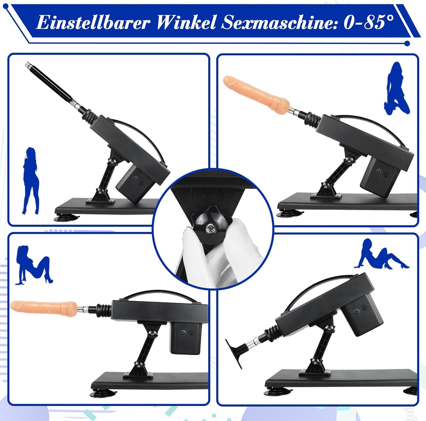 Automatische Sexmaschine mit Dildos und Saugnapf