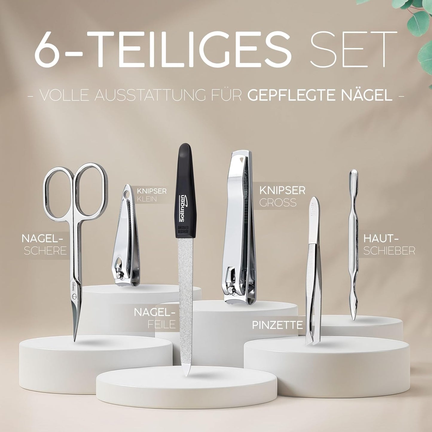 6-teiliges Maniküre Set im Kunstleder-Etui, Rot