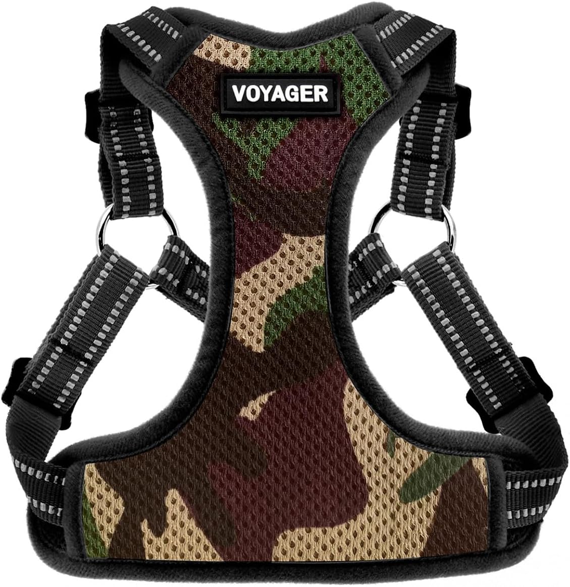Verstellbares Hundegeschirr mit Reflektorstreifen, Armee-Basis S (Chest: 15 - 18")