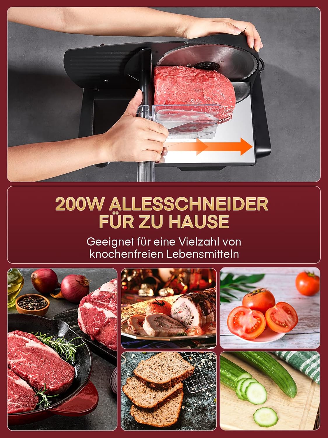 Allesschneider mit 2 Klingen, Schwarz