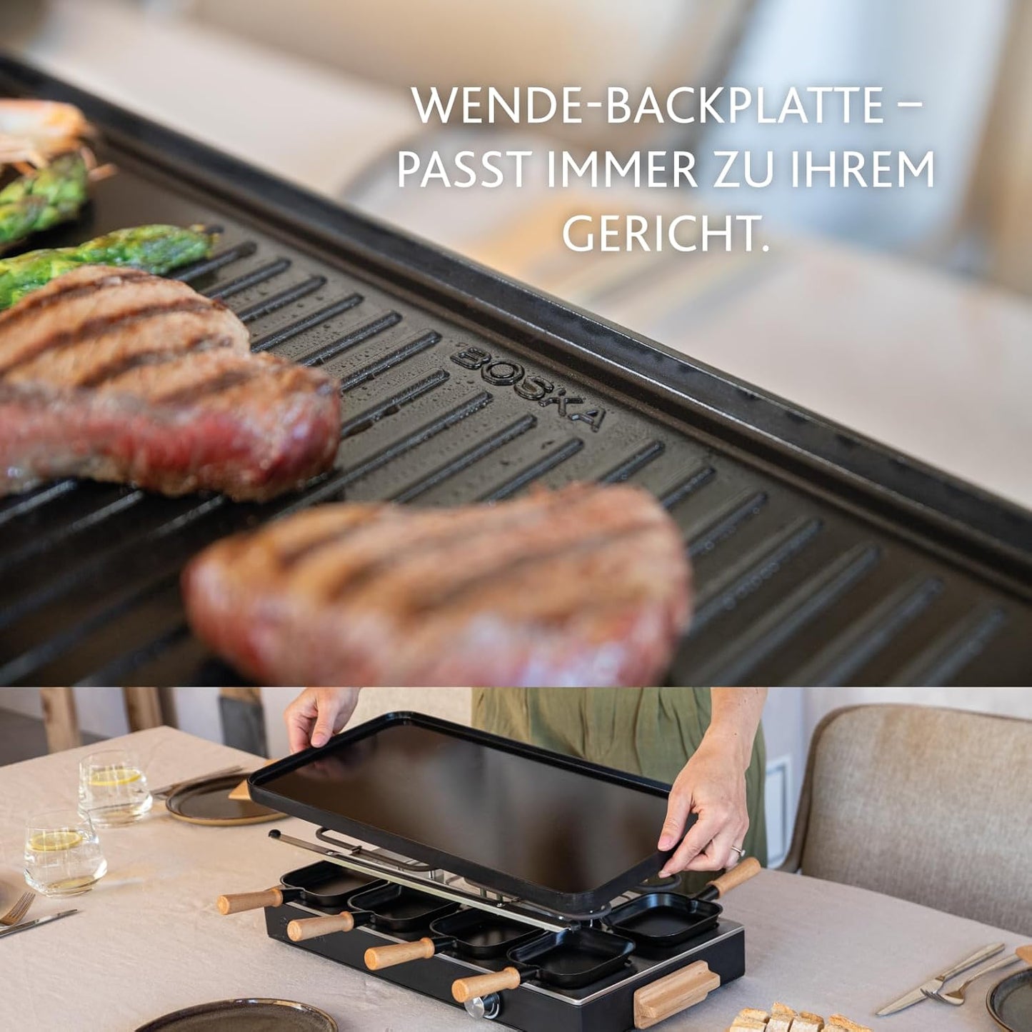 Raclette Grill für 8 Personen mit Keramikplatte