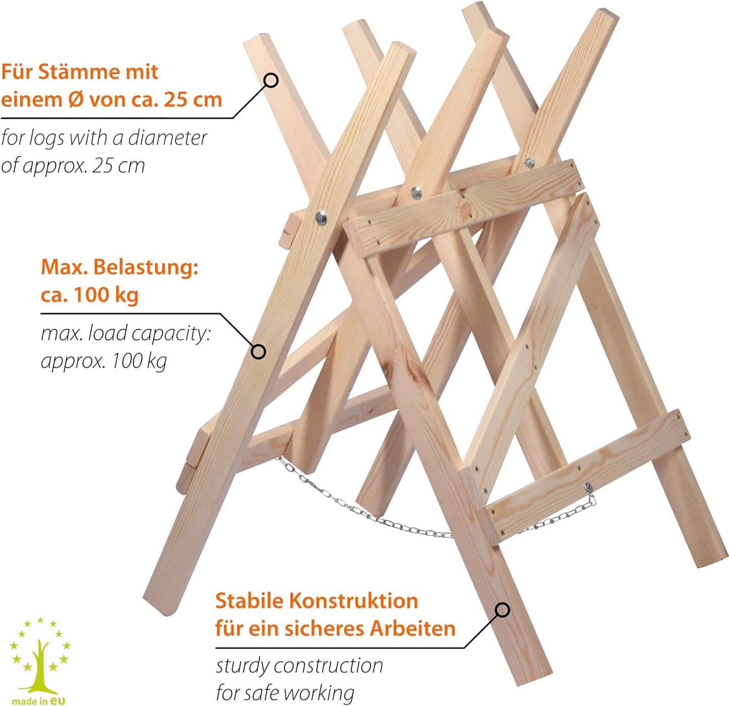 Klappbarer Sägebock für Kaminholz