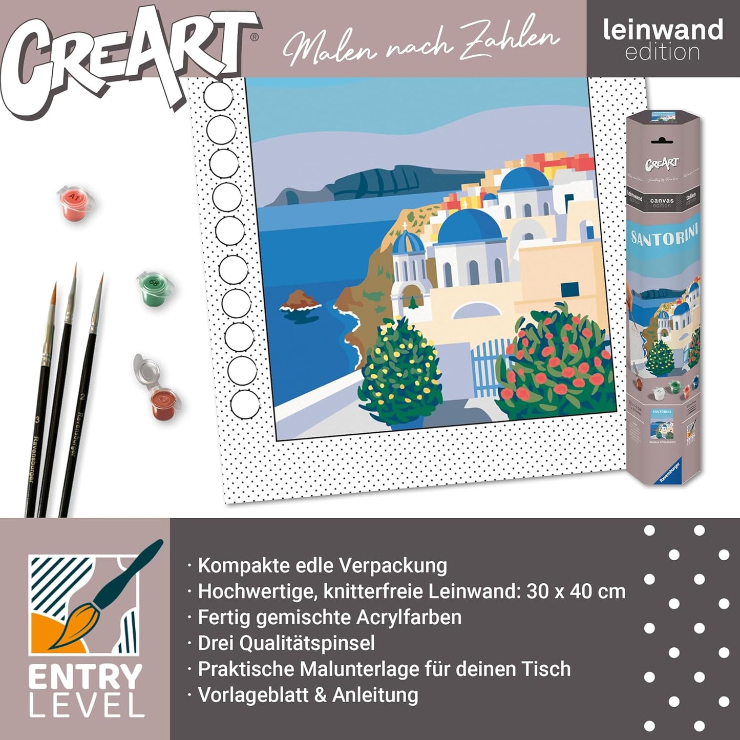 CreArt Malen-nach-Zahlen-Set Santorini