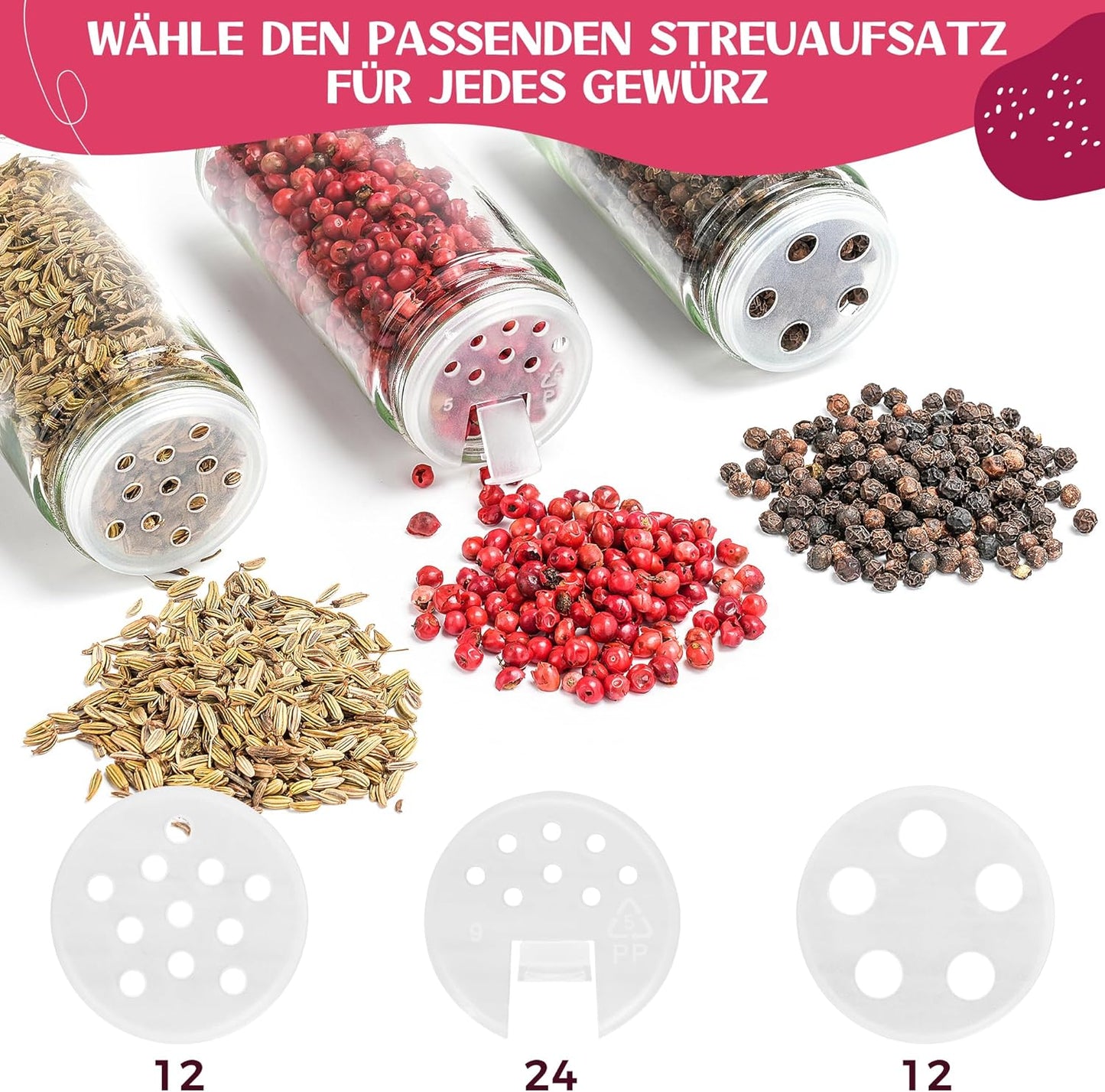 Gewürzgläser-Set, 24er - Bambusdeckel