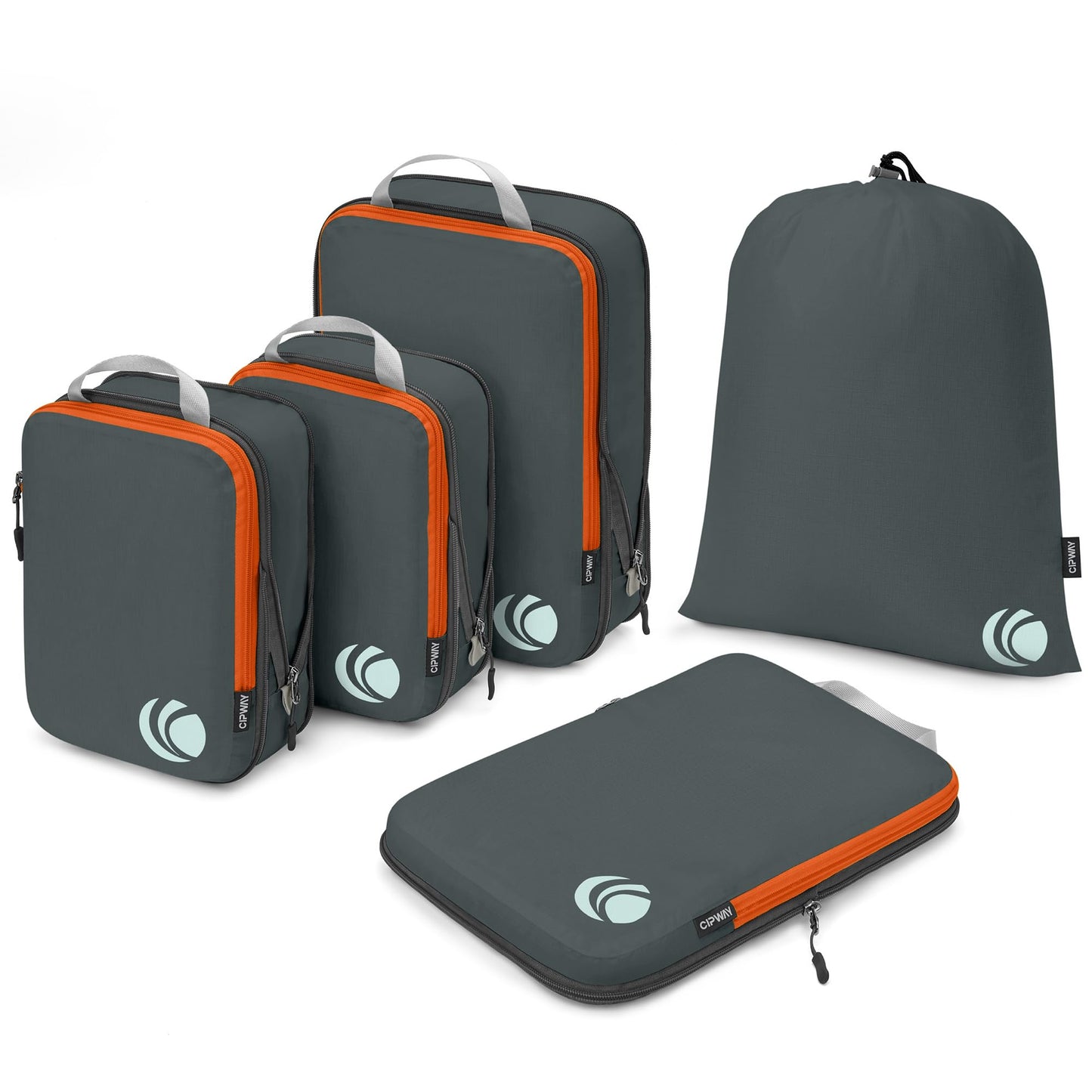 Kompressions-Packwürfel-Set für Reisen (5-teilig), 5PCS Grey