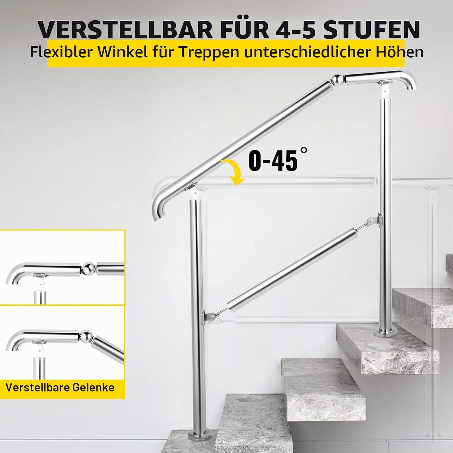 Handlauf für 5 Stufen mit verstellbarem Winkel, 5 Step