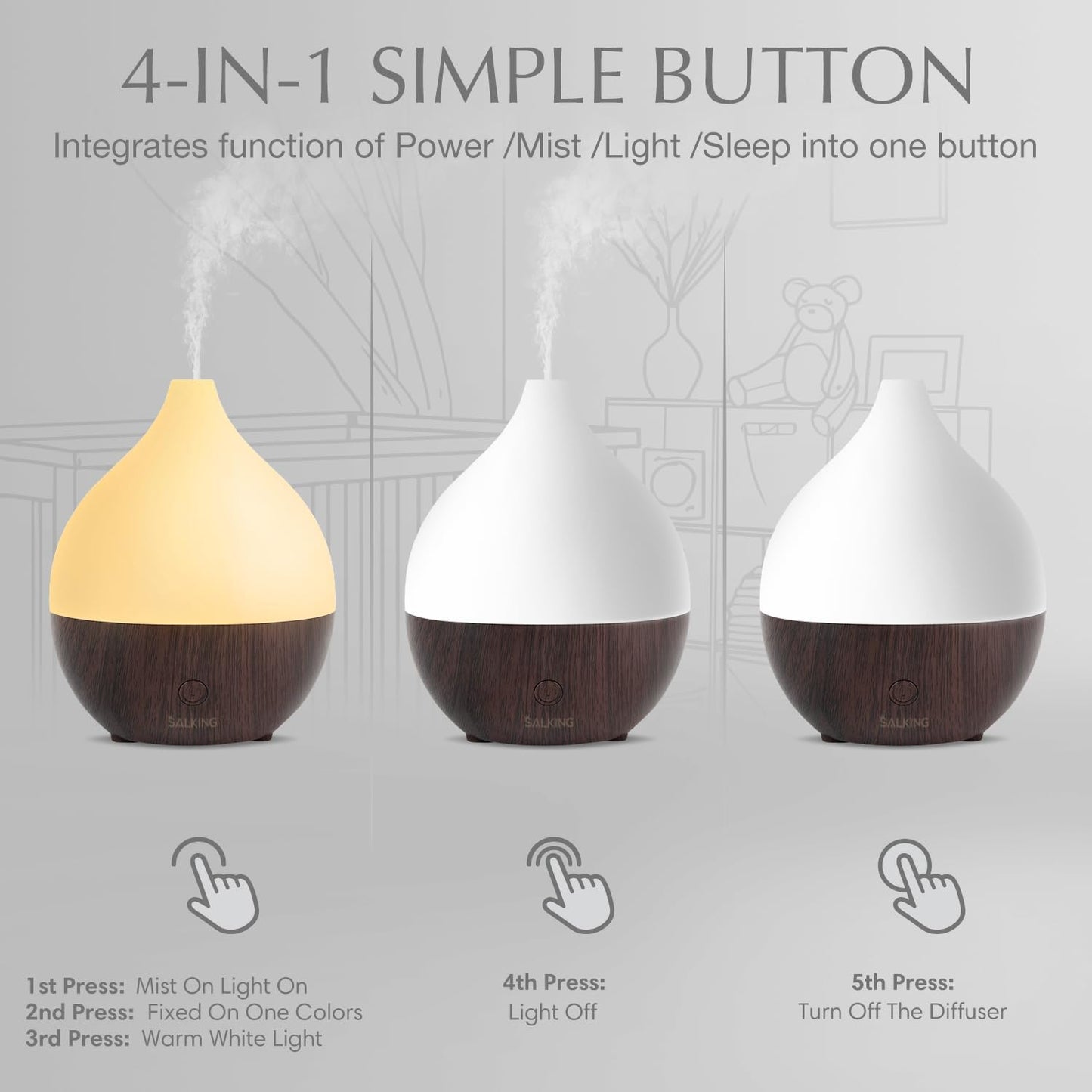 Aroma Diffuser, 2 Stück, Schwarz Holzmaserung-2er