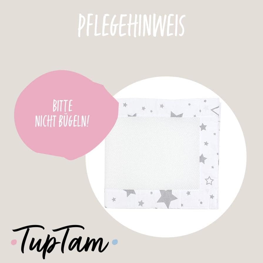 Bettumrandung Nestchen, ca. 128 x 30 cm (für Babybett 140x70) Grosse Sterne Grau/Weiss