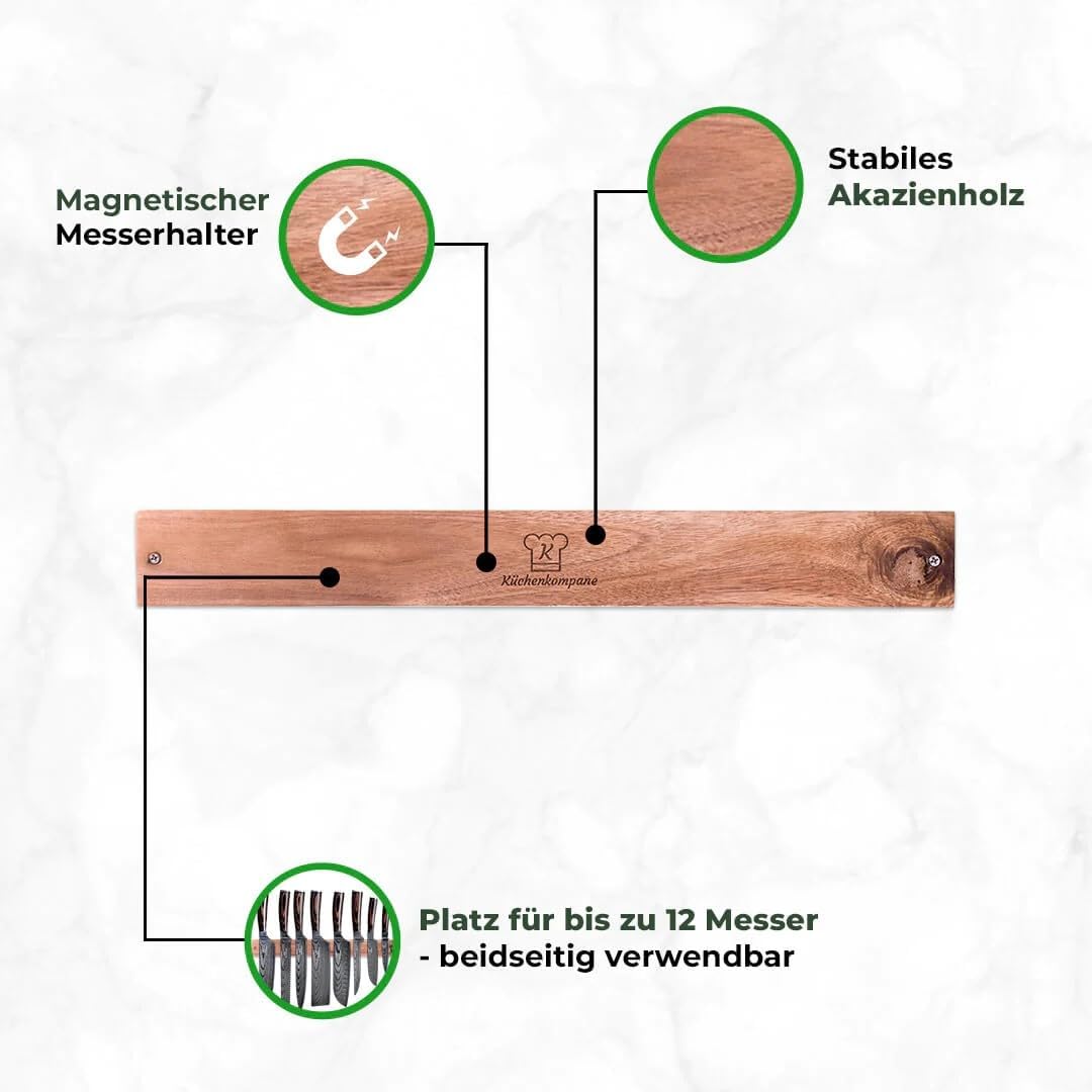 8-teiliges Messerset mit magnetischer Messerleiste, Premium Messerset