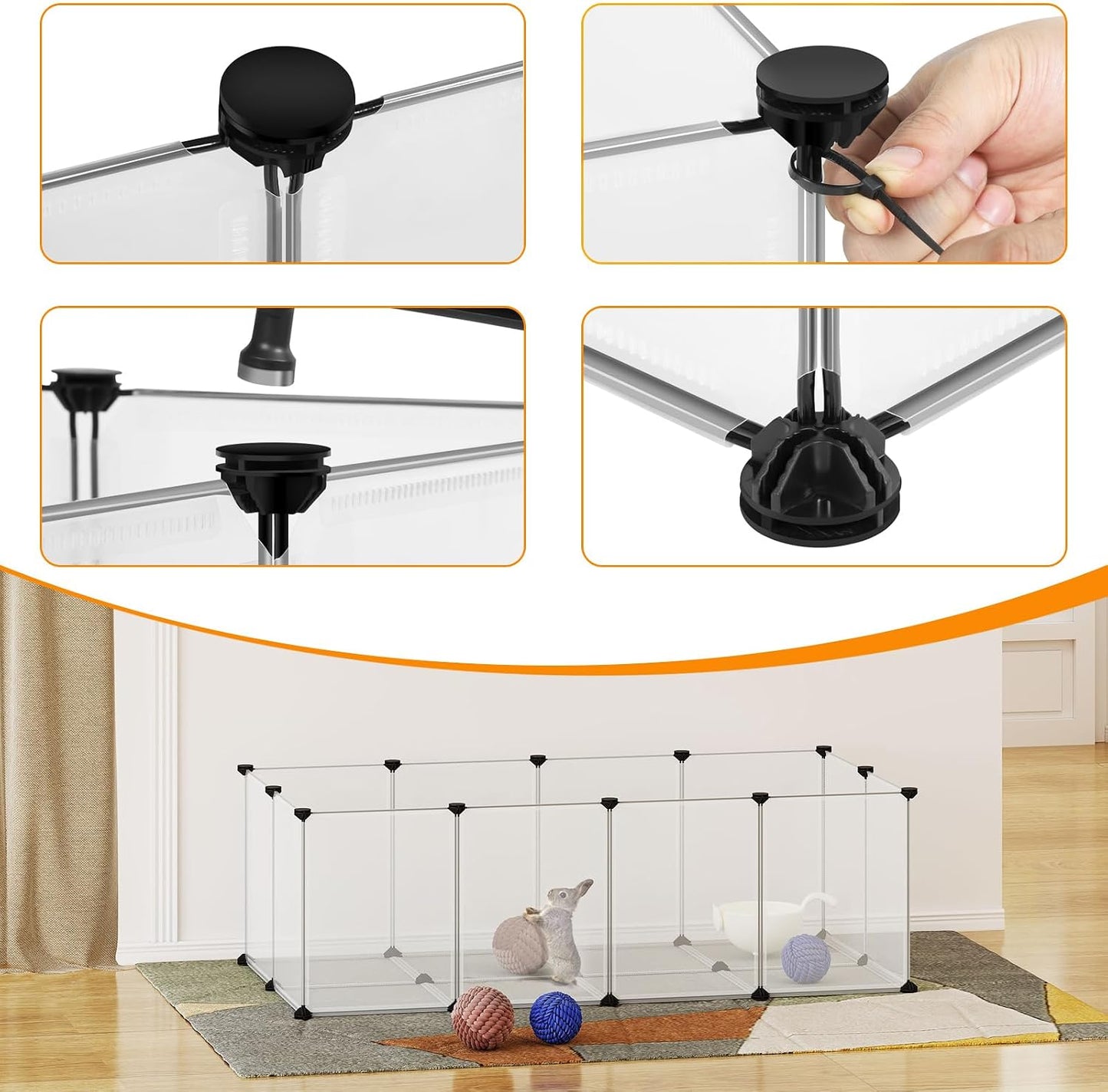 Freigehege für Kleintiere mit Bodenplatten, Transparent