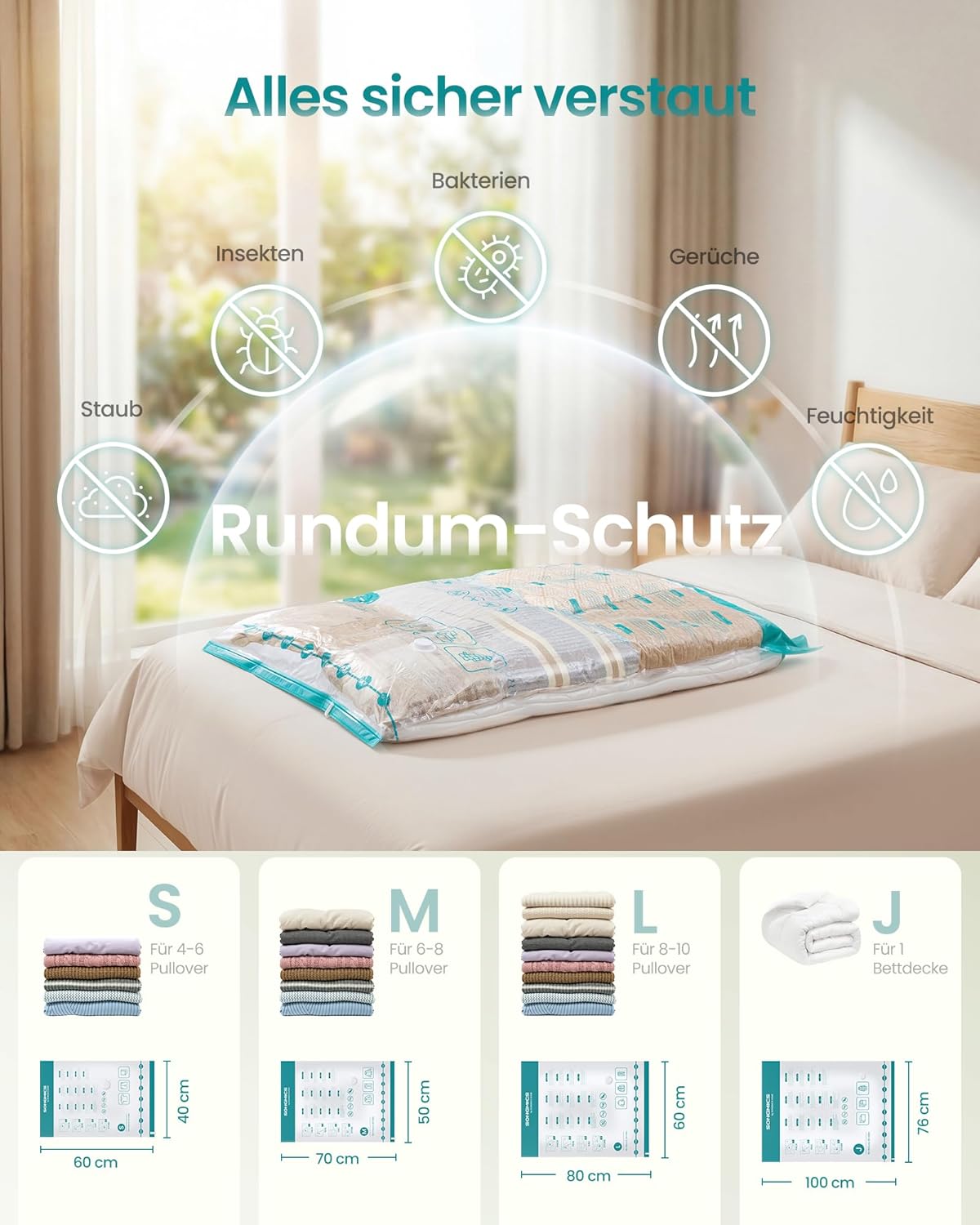 15-teiliges Vakuumbeutel-Set mit elektrischer Pumpe, 15 Beutel (3S+4M+4L+4J)