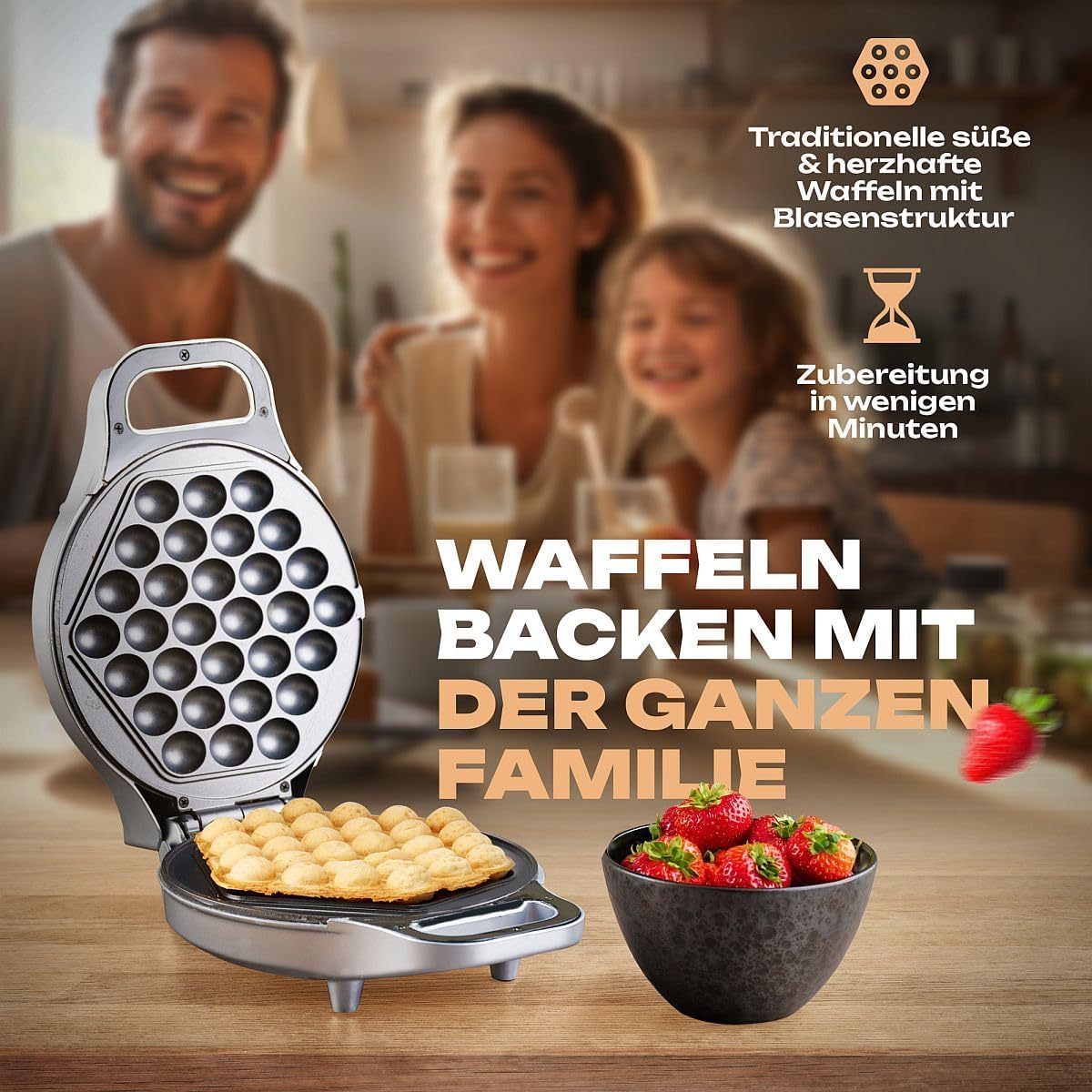 WA 3772 - Bubble-Waffeleisen mit 180° Rotationsfunktion