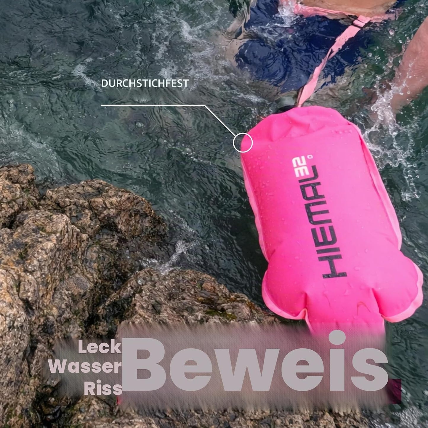 Offenwasser-Schwimmboje mit Trockensack 15 l, Pink