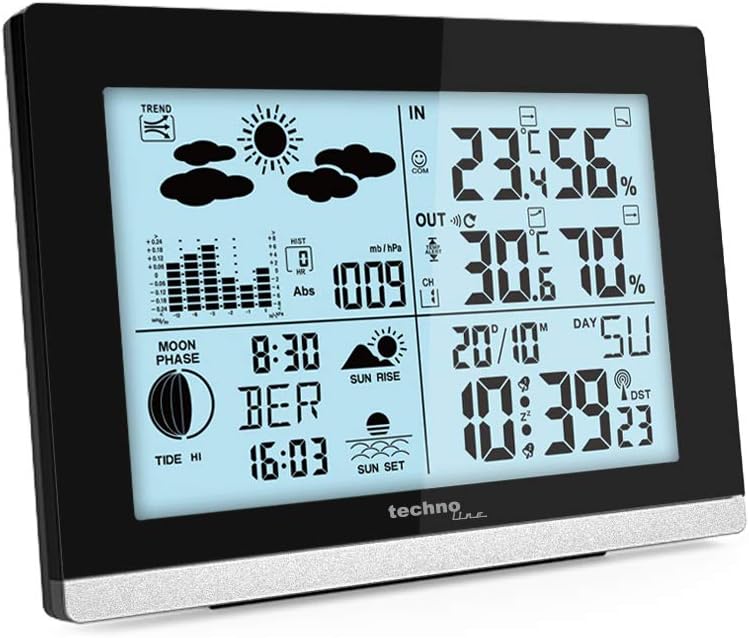 Wetterstation WS 6762 mit drei Aussensender, moderne Wetterstation inkl. 3 Sensoren TX205DTH-IT