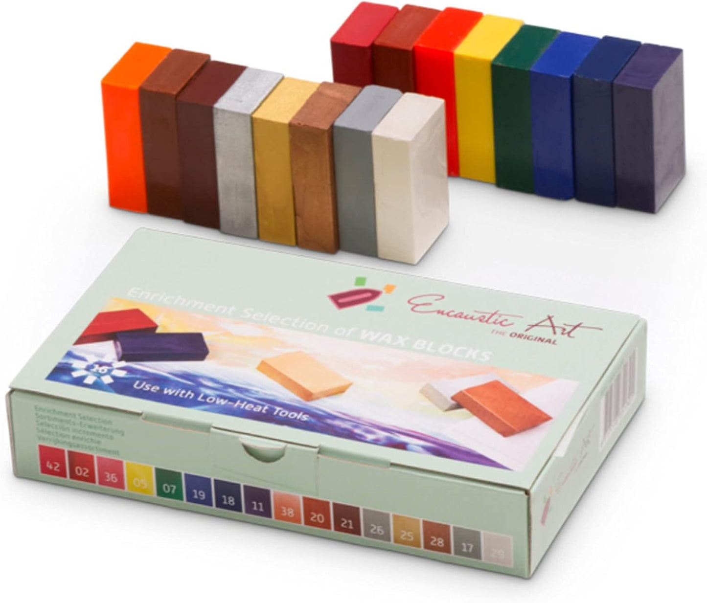 Wachsblock-Set für Enkaustik (16 Stück), Blau, Gold, Grau, Silber